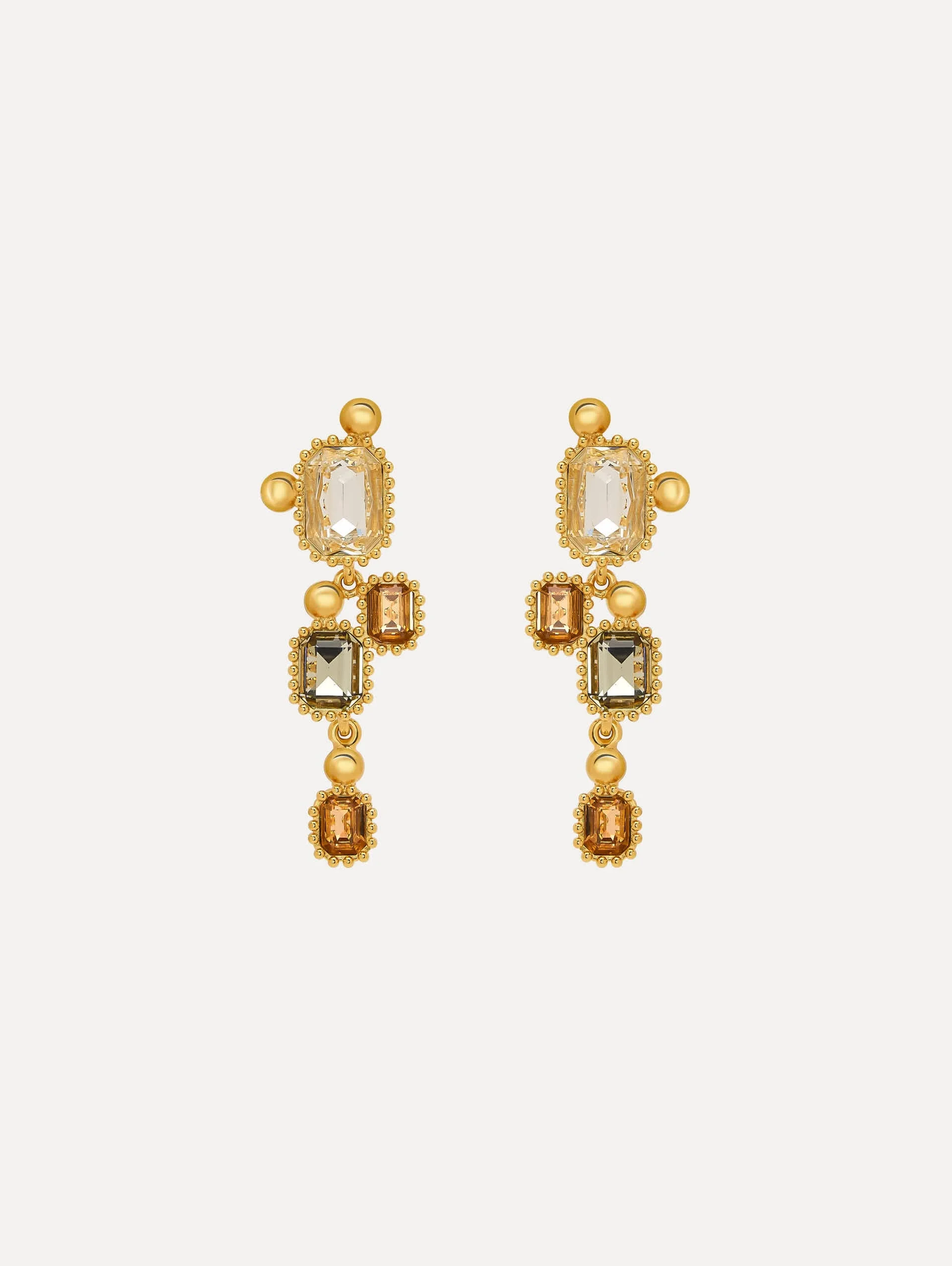 EMERALD-CUT SCRAMBLE CLIP-ON EARRINGS - 1