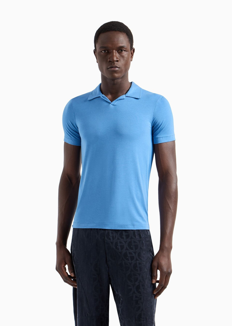 Stretch viscose jersey short-sleeved polo shirt 2