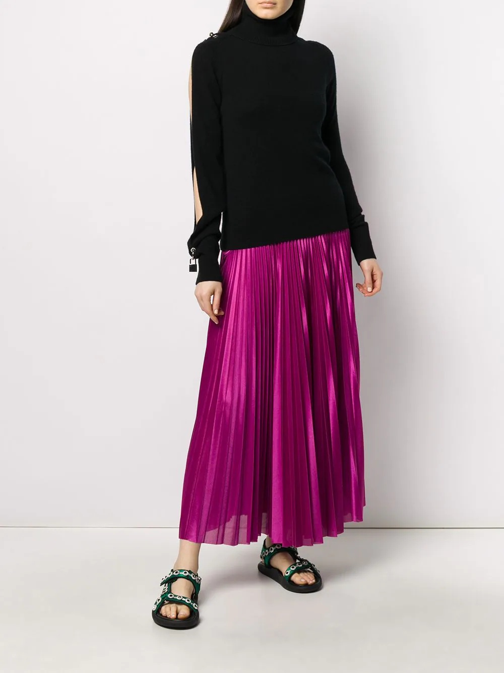 long satin pleated skirt - 2