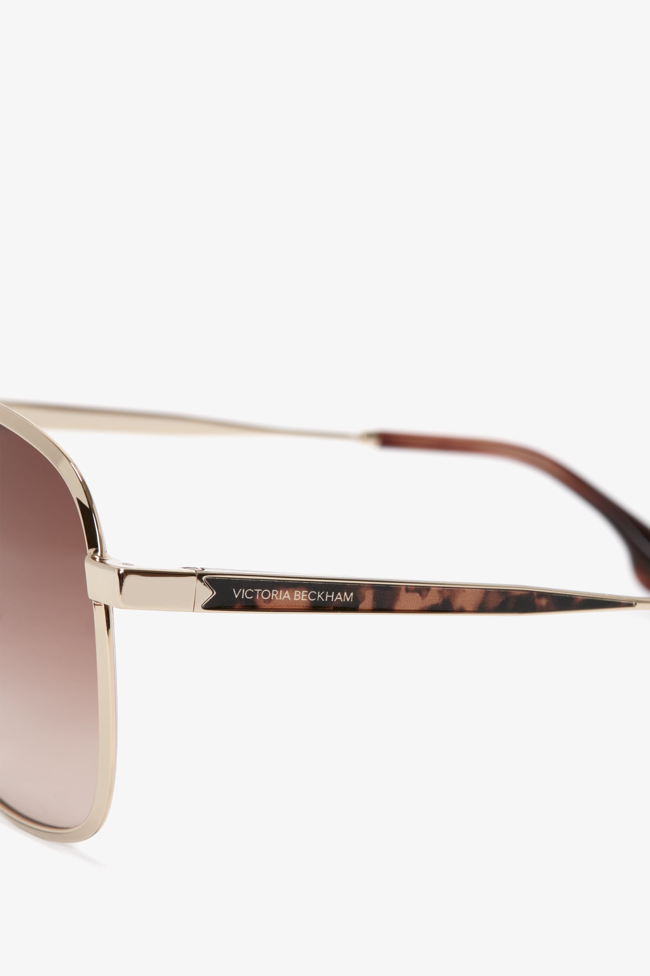 Double Bridge V Detail Sunglasses in Gold Brown - 2