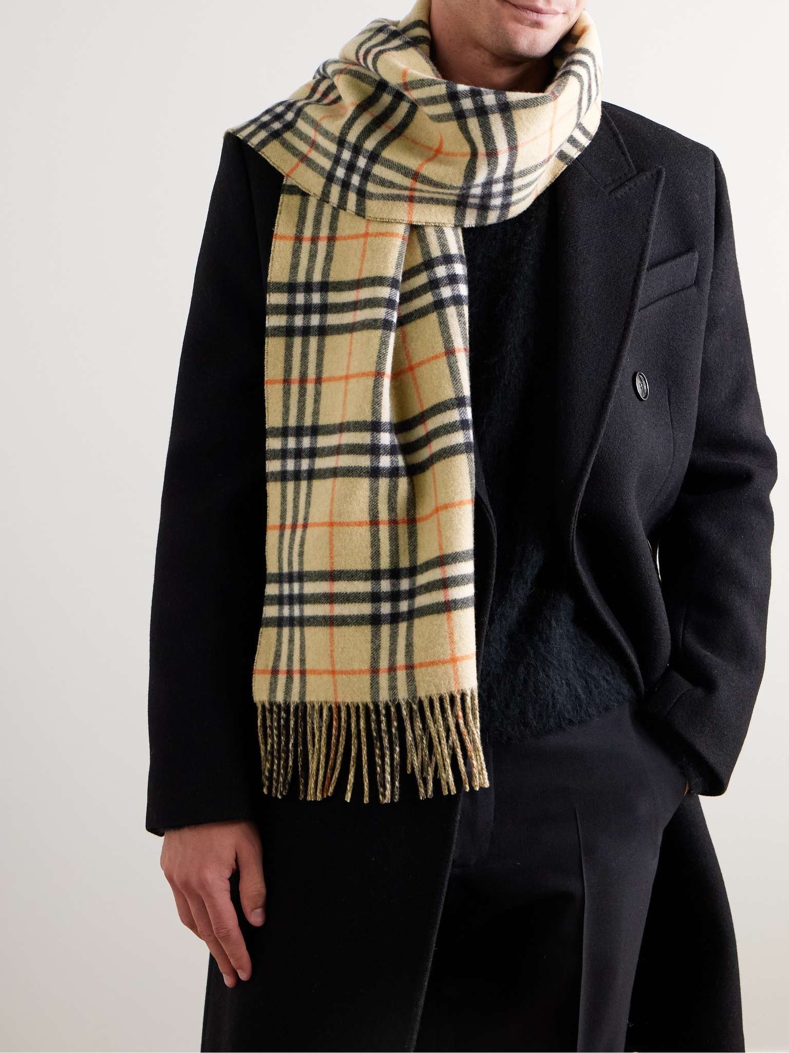 Reversible Fringed Checked Cashmere Scarf - 2