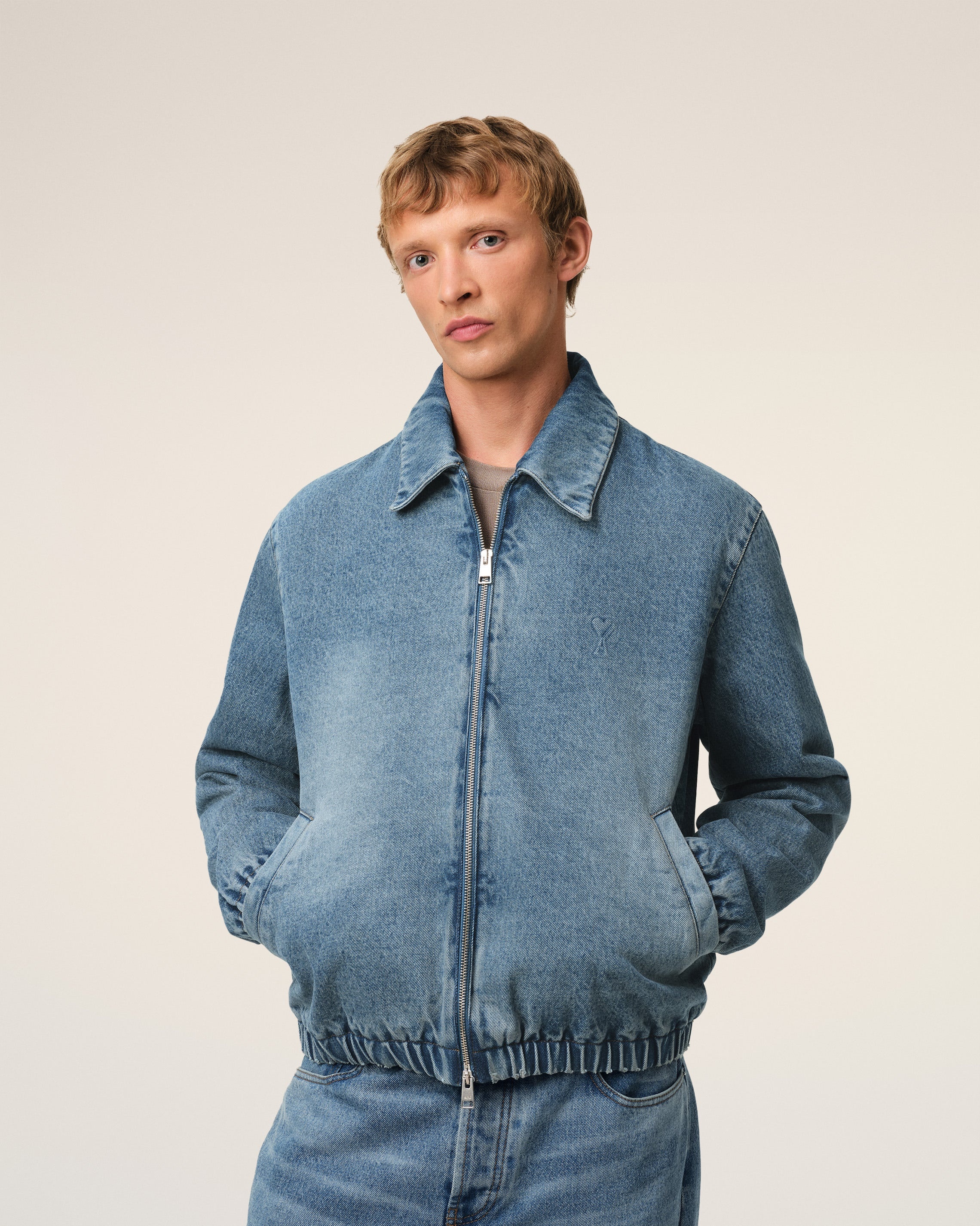 BLUE COTTON AMI DE COEUR ZIPPED JACKET - 3