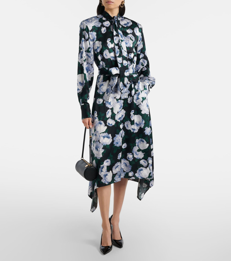 Stella McCartney Floral tie-neck satin midi dress outlook