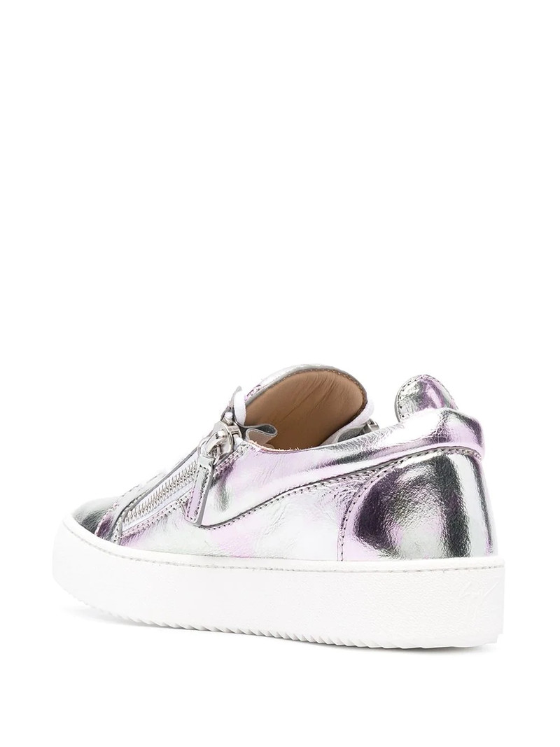 metallic leather low-top sneakers 3