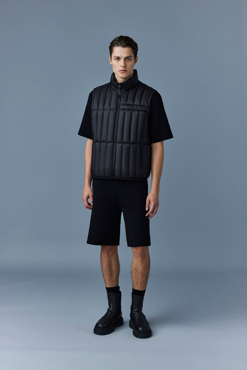 MACKAGE PATRICK Translucent ripstop light down vest with funnel collar outlook