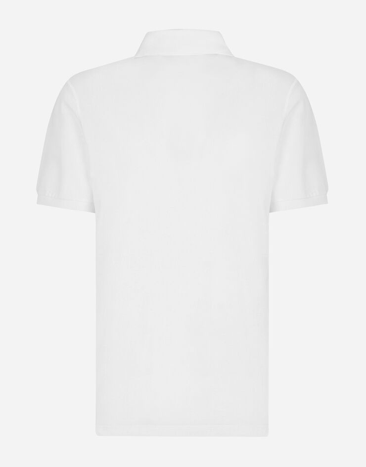 Cotton piqué polo-shirt with branded plate - 2