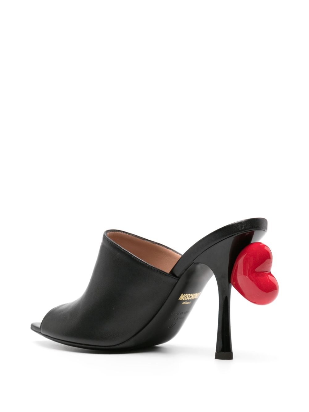 100mm heart-detail leather mules - 3