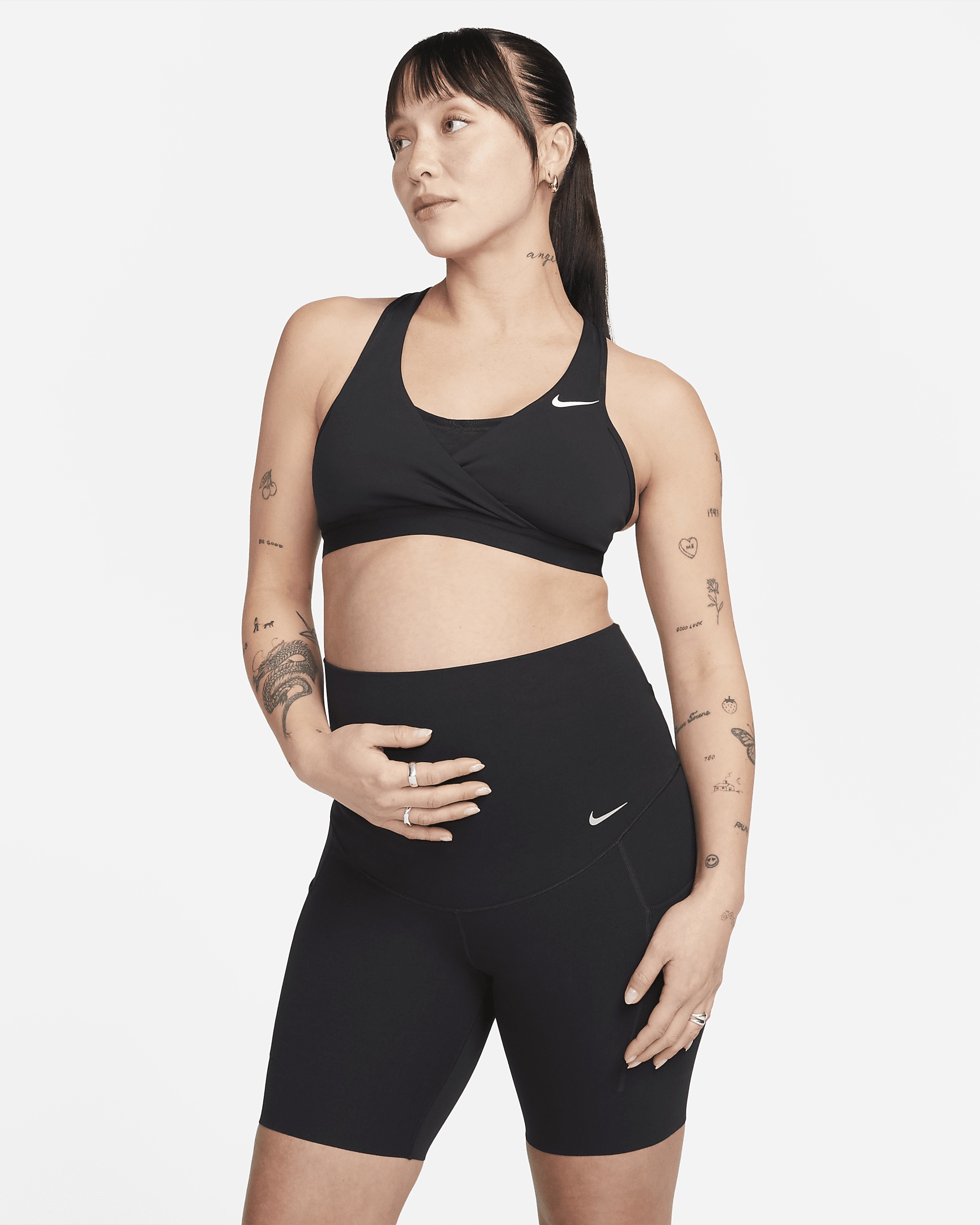 Nike Zenvy (M) Women's Gentle-Support High-Waisted 8" Biker Shorts with Pockets (Maternity) - 1