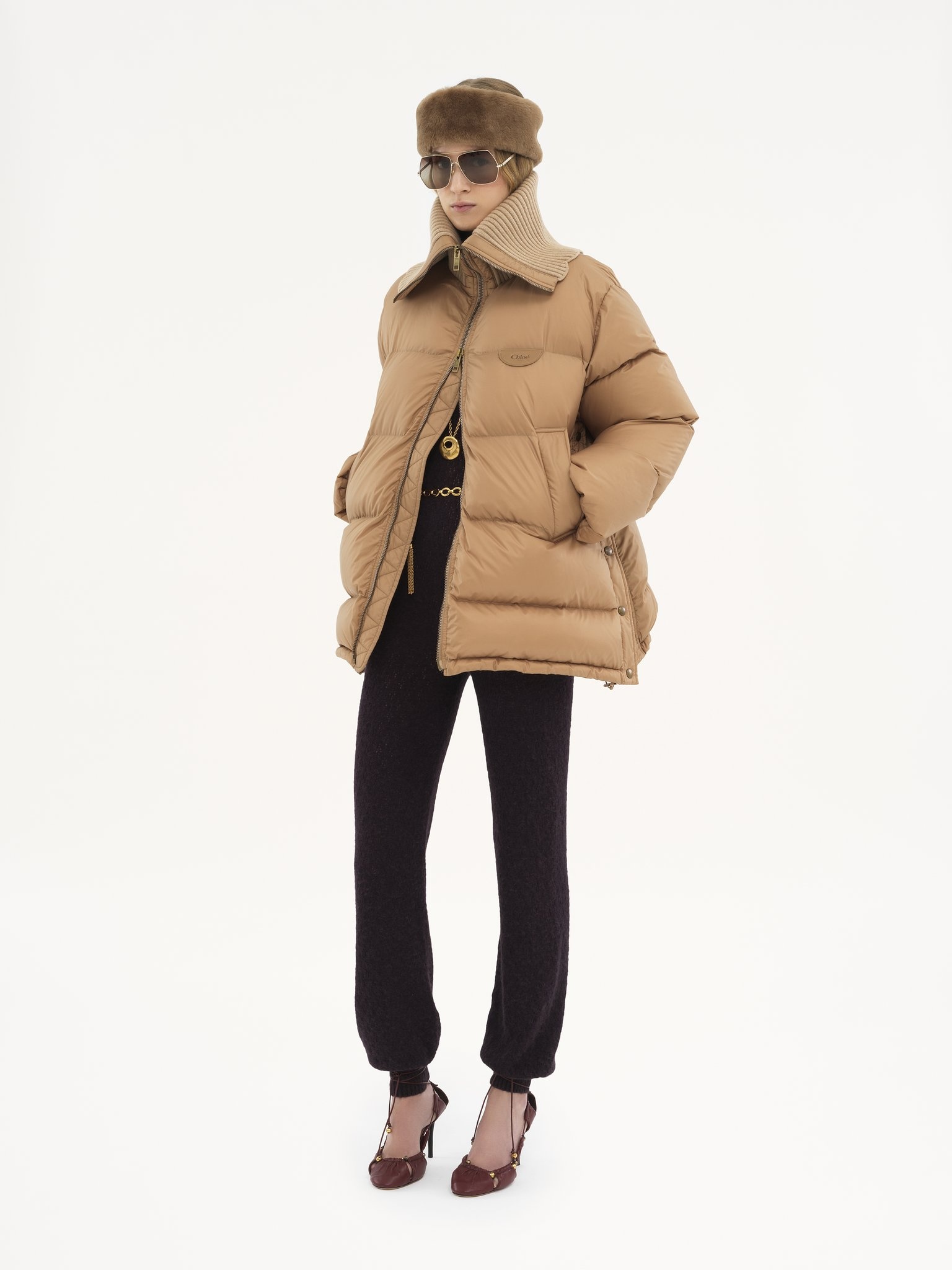 HIGH-NECK PUFFER JACKET IN SHINY NYLON - 3
