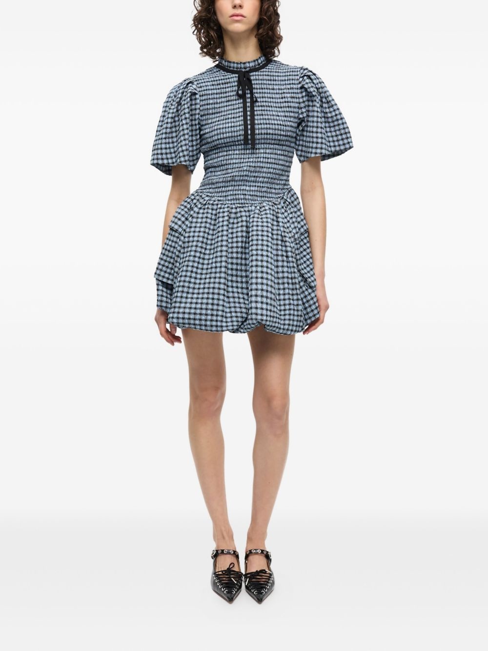 checked seersucker mini dress - 2