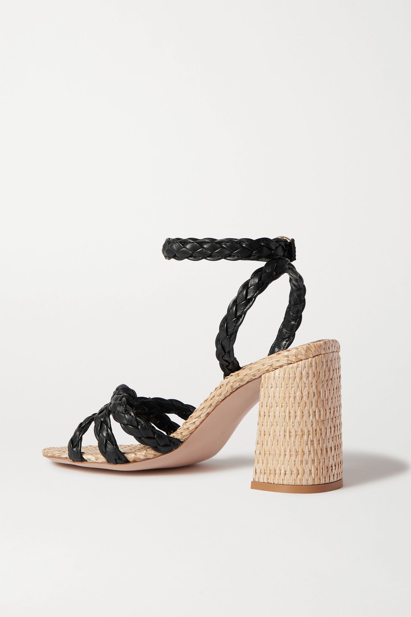 85 woven leather and raffia sandals - 4