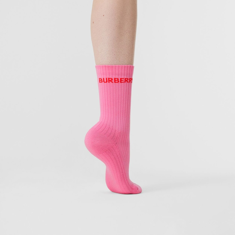 Logo Intarsia Technical Stretch Cotton Socks 3