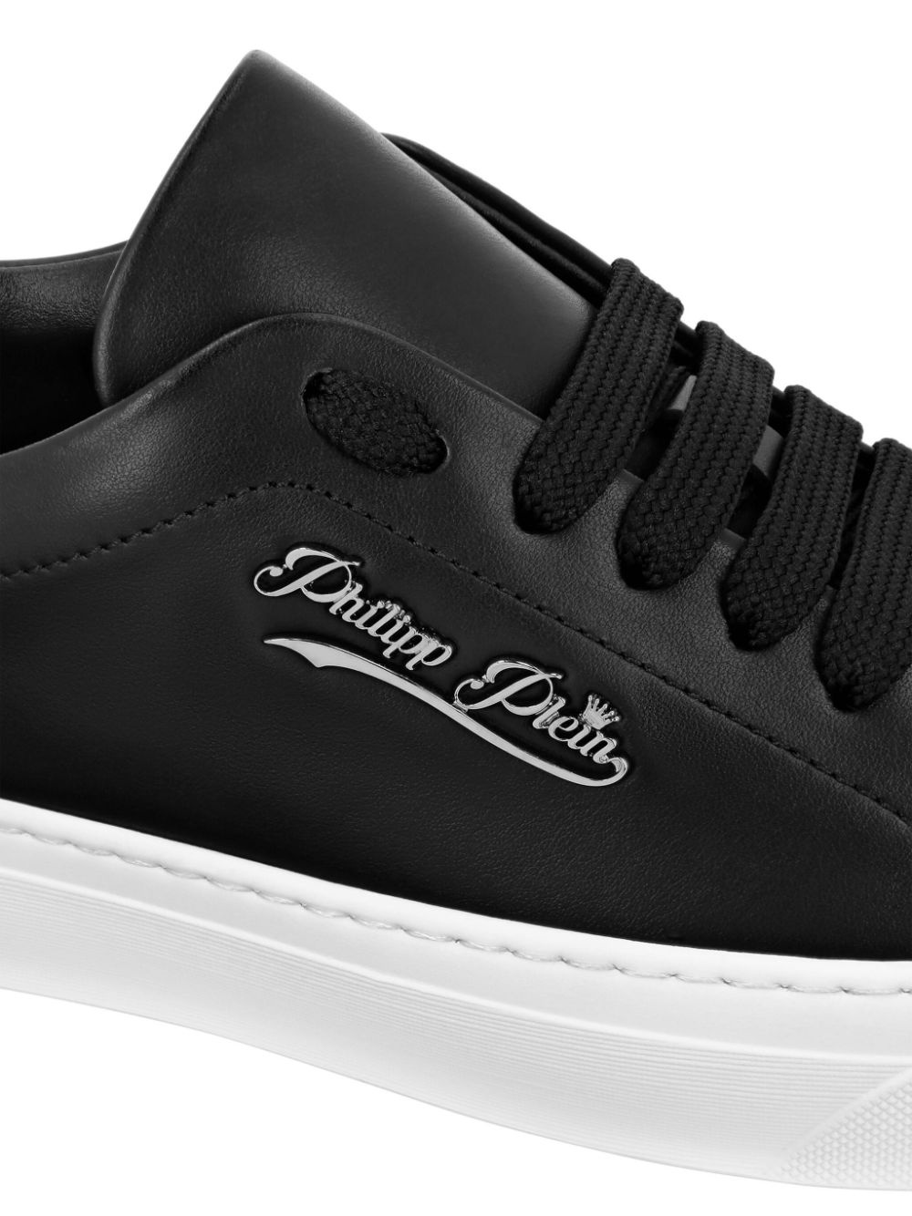 Signature-print leather sneakers - 4