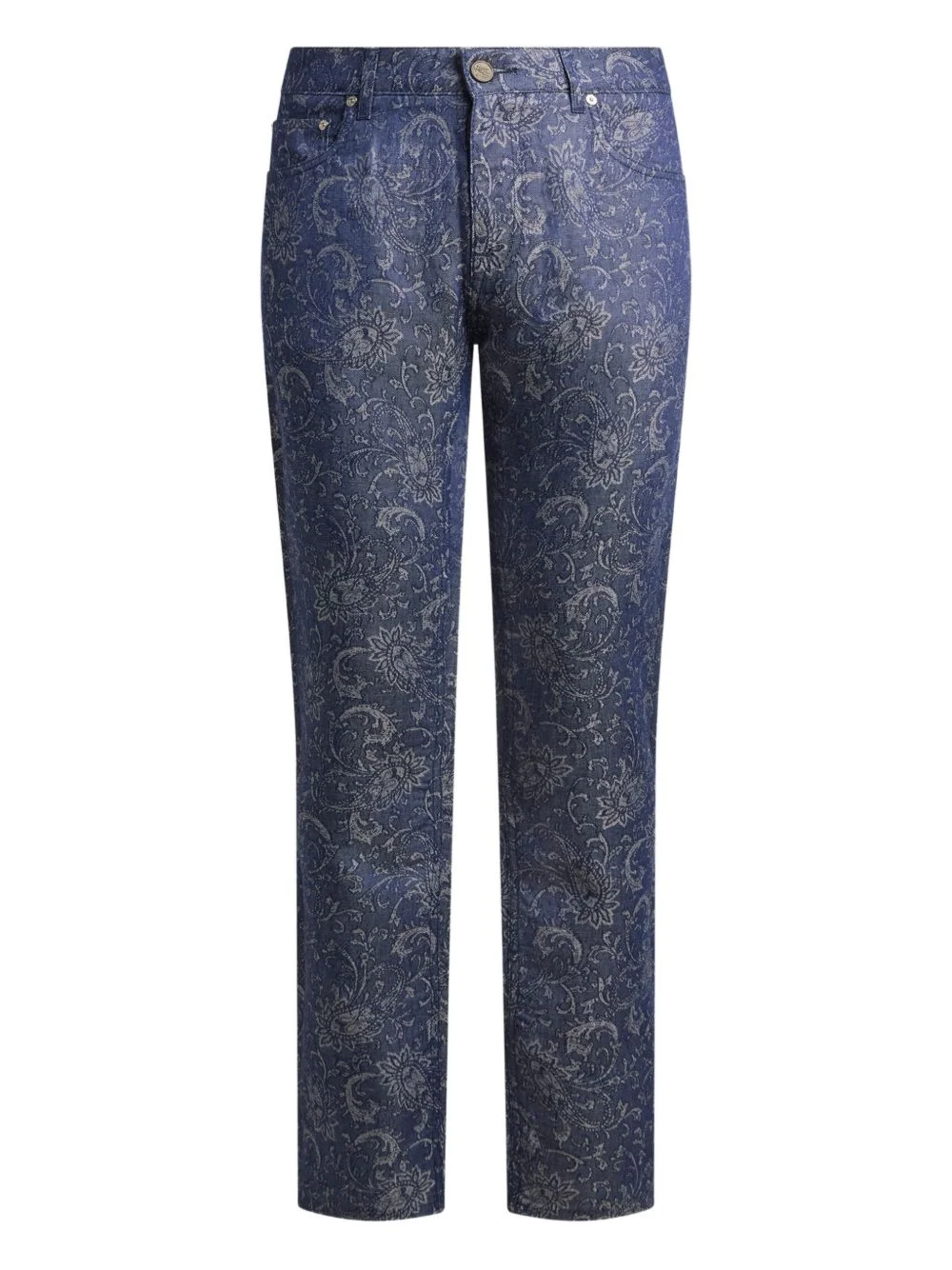 jacquard leafy paisley-motif jeans - 1