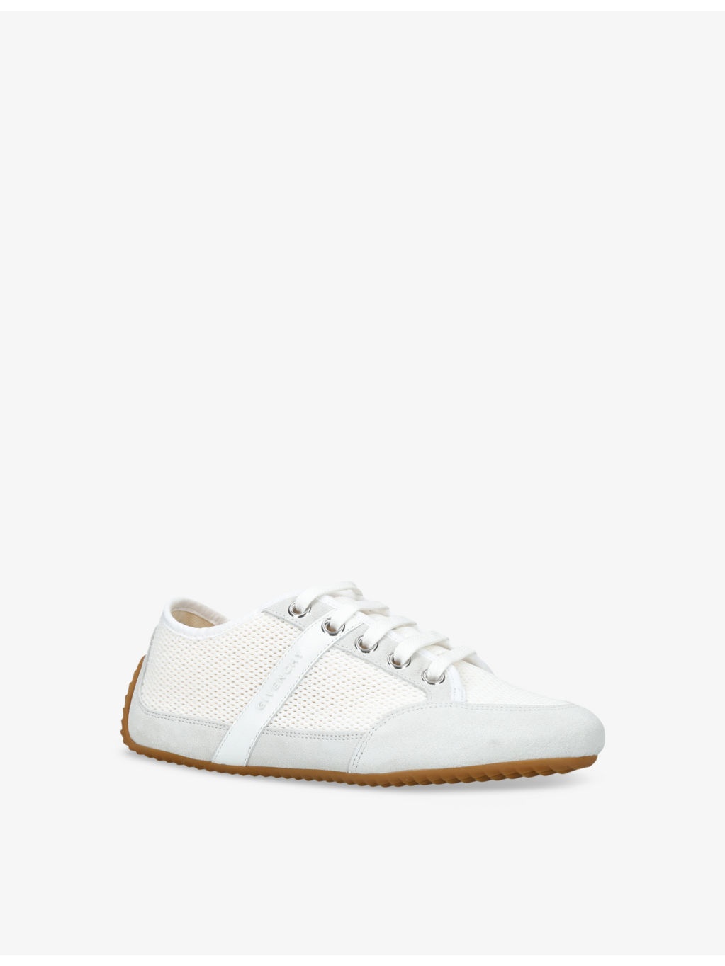 Logo Mesh And Suede Low-Top Trainers - 3