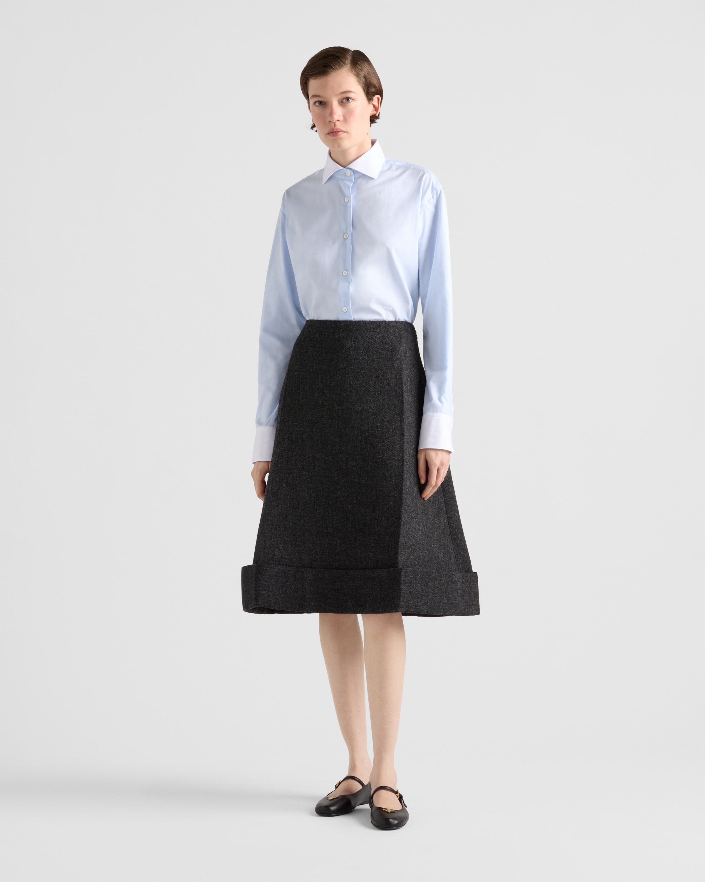Embroidered Oxford cotton and poplin shirt - 2