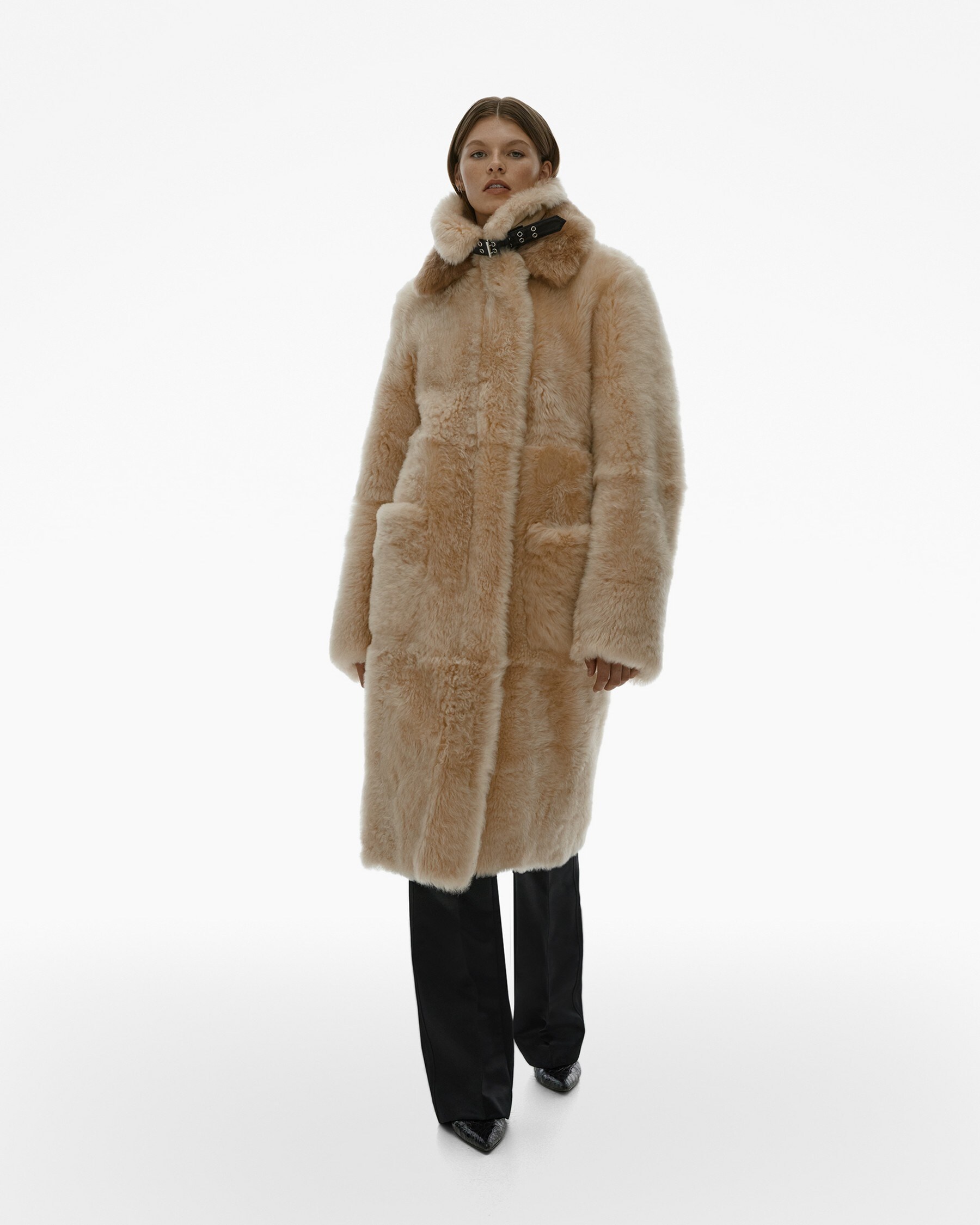 RIBBED SHEARLING COAT - 3
