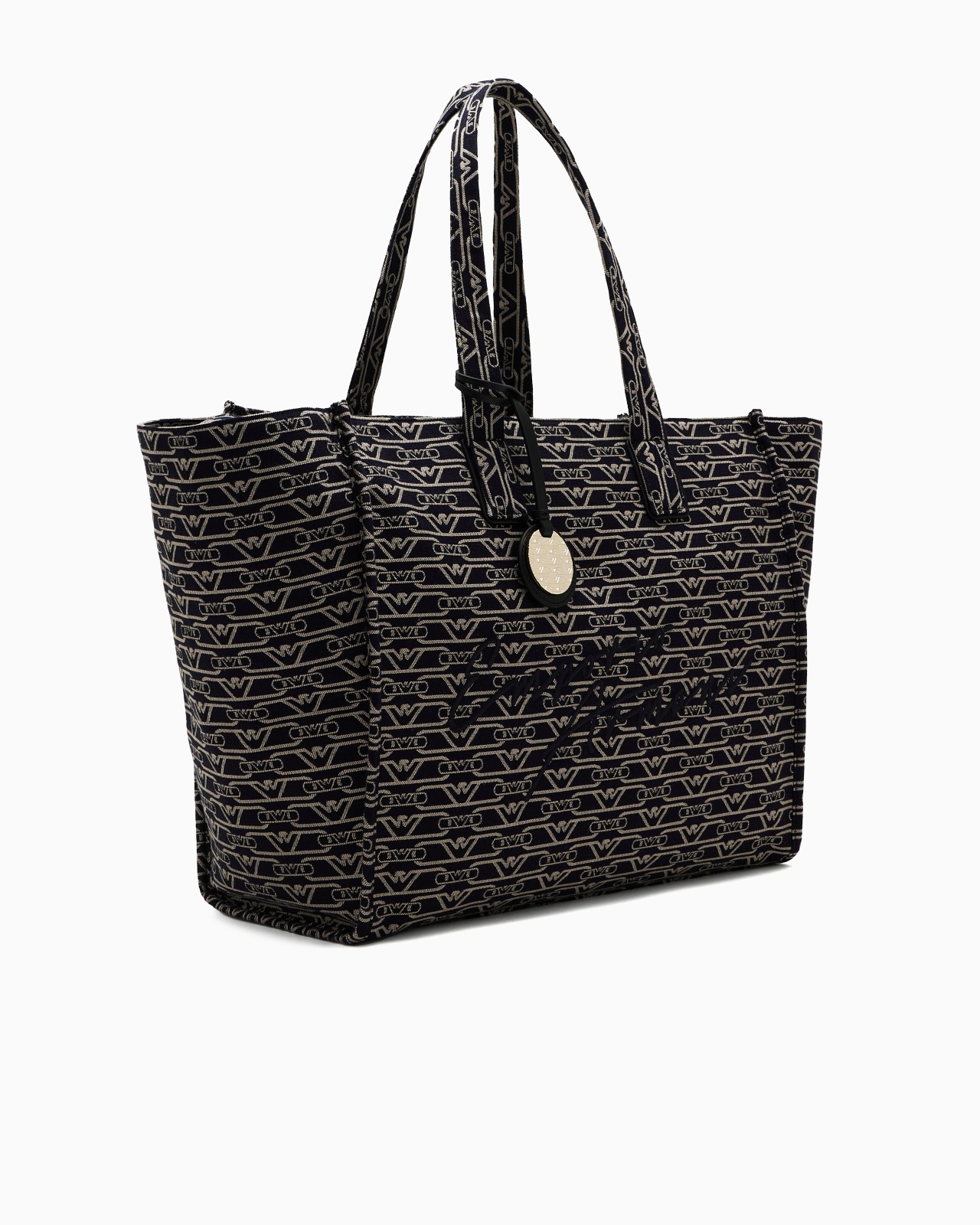LARGE SHOPPER BAG IN JACQUARD CANVAS WITH ALL-OVER MONOGRAM - 2