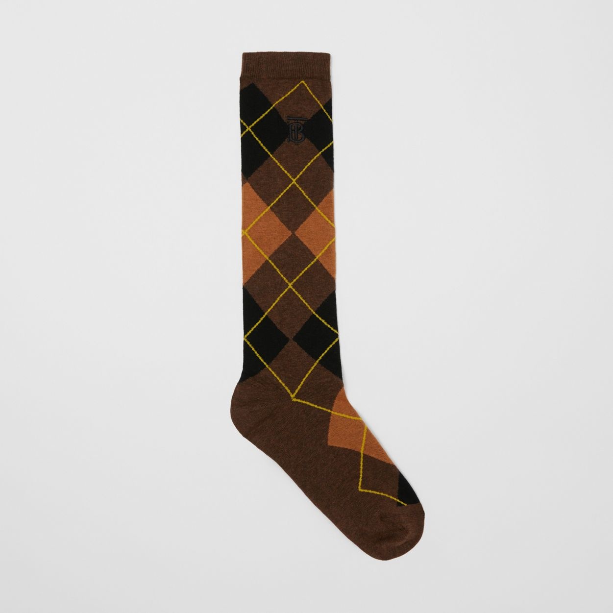 Argyle Intarsia Cotton Blend Calf-length Socks - 1