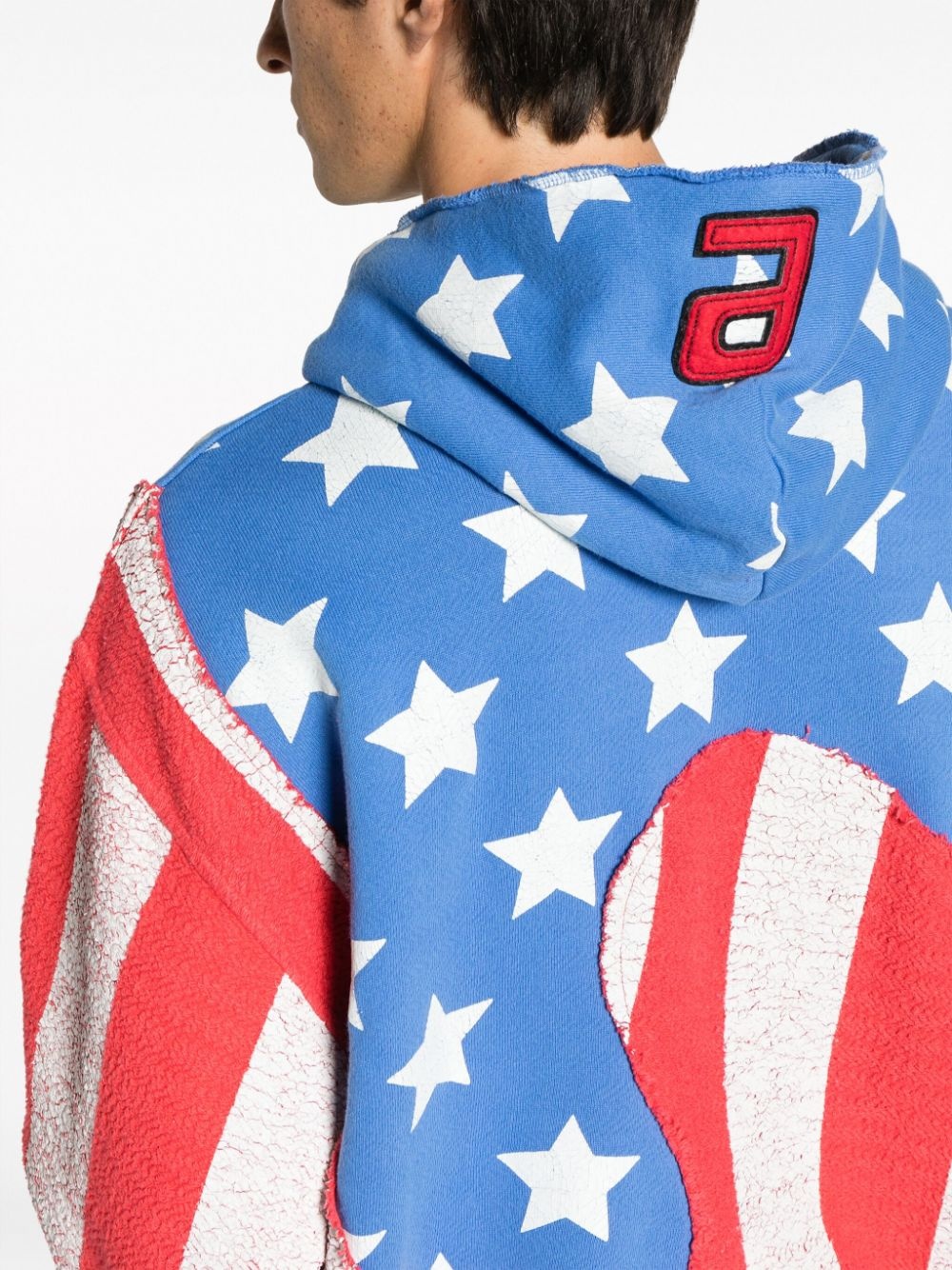 flag-print cotton hoodie - 5