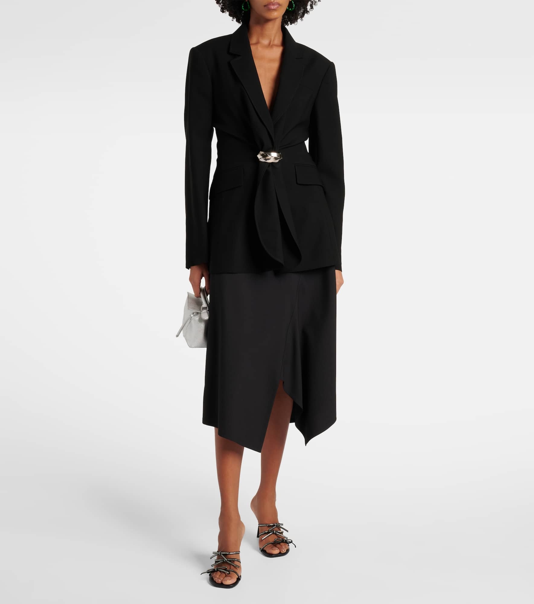 Asymmetric wool midi skirt - 2