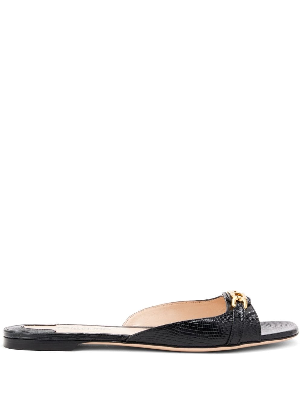 TOM FORD logo-plaque leather slides - Black