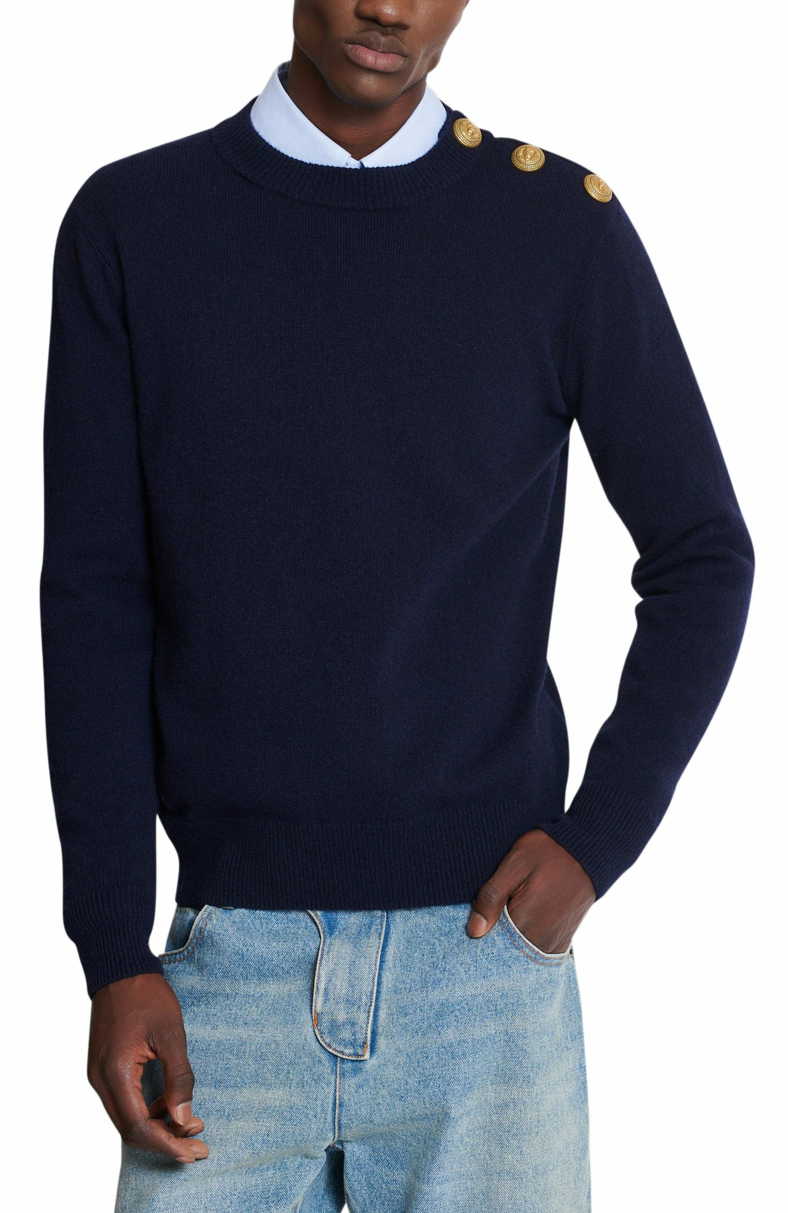 Balmain Eco-cashmere jumper in Navy at Nordstrom - 5