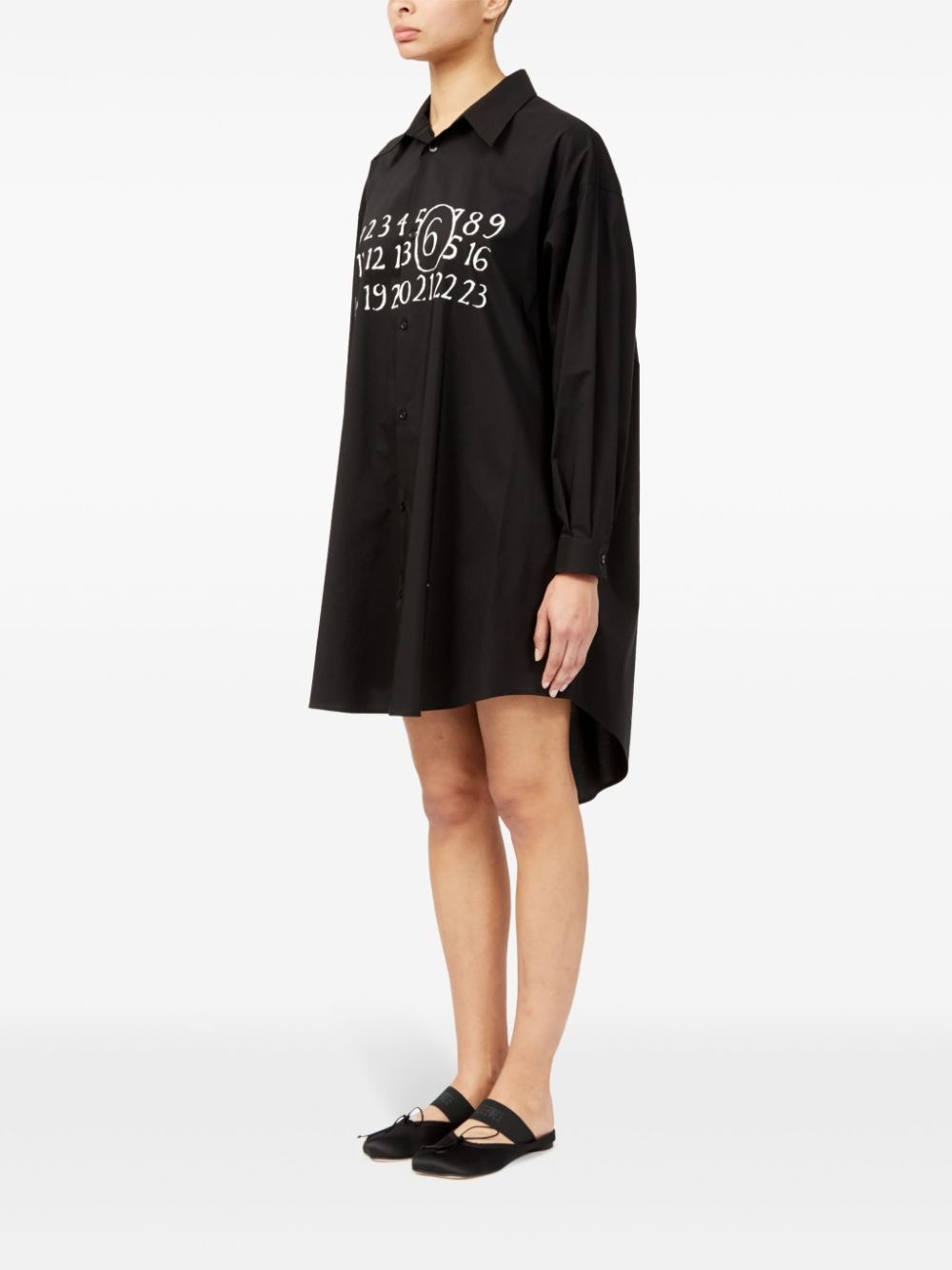 signature numbers motif shirt dress - 5