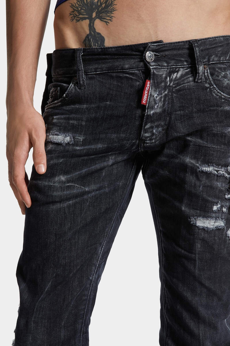 DSQUARED2 BLACK DESTROYED WASH SHARPEI FLARED BOOTCUT JEANS