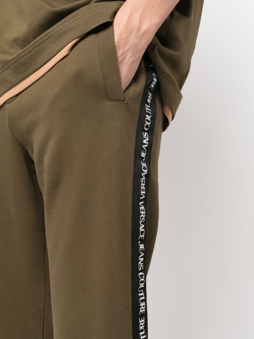 logo-tape detail cotton track pants - 5
