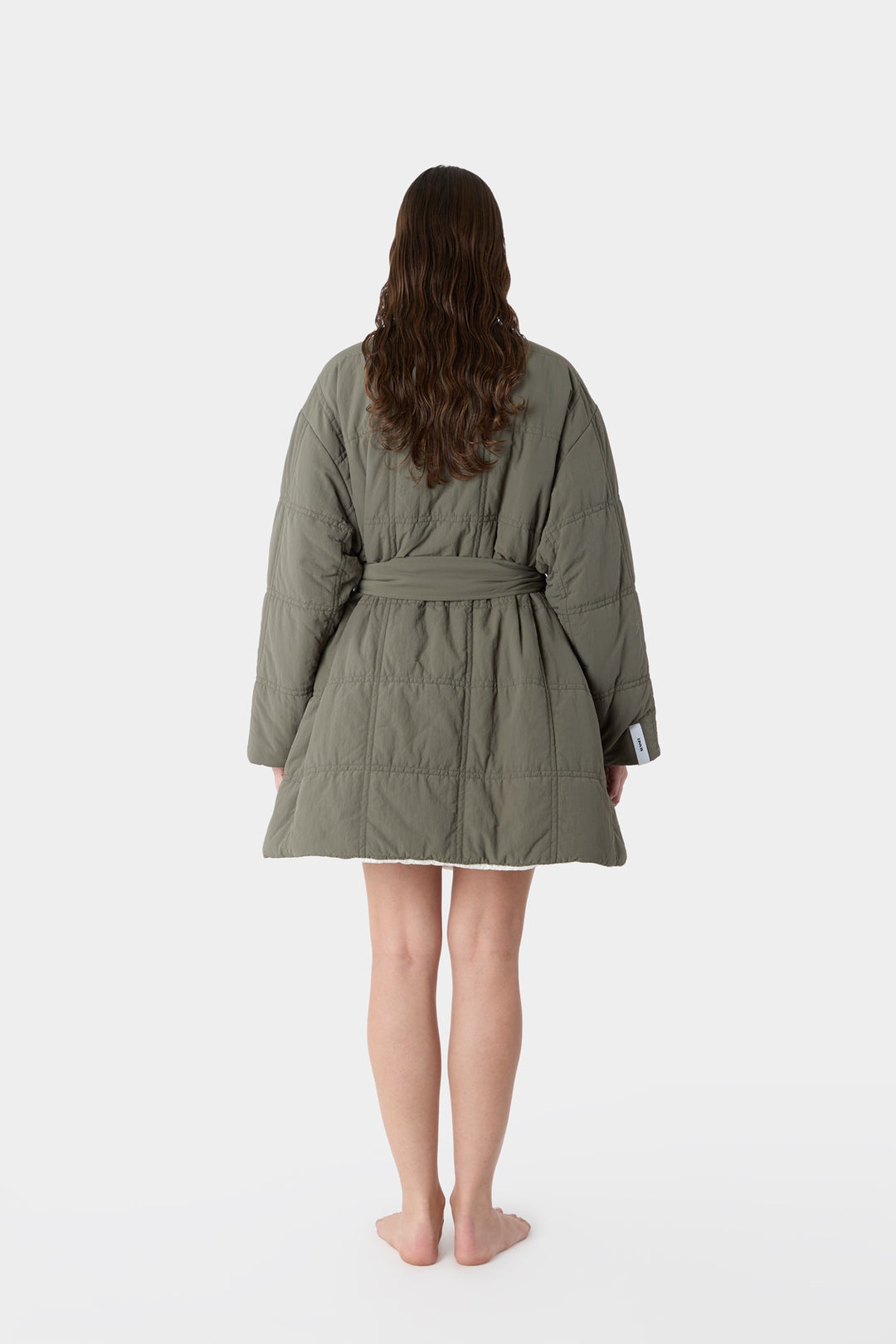 REVERSIBLE BLANKET COAT / white & military green - 4