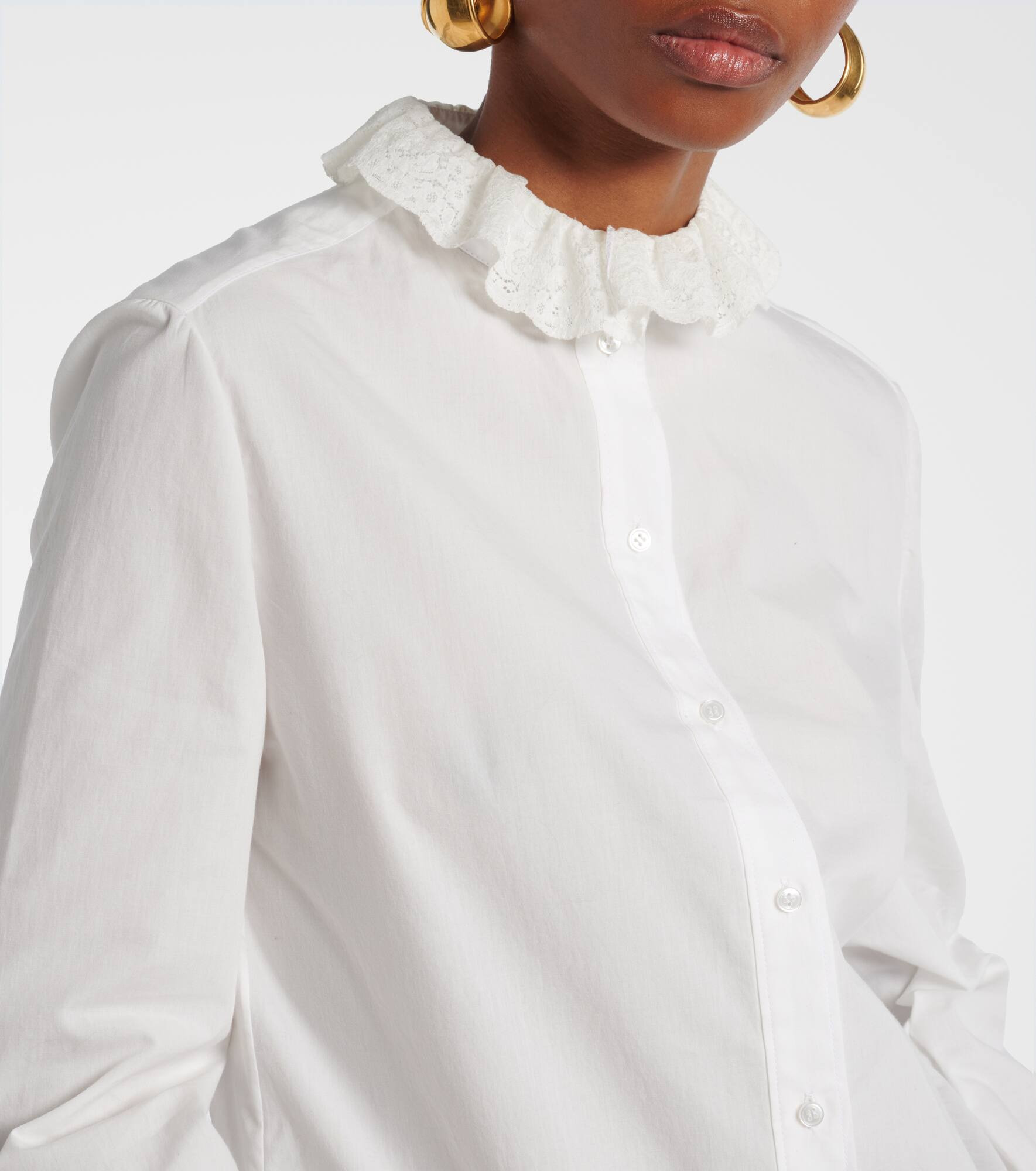 Lace-trimmed cotton poplin blouse - 4