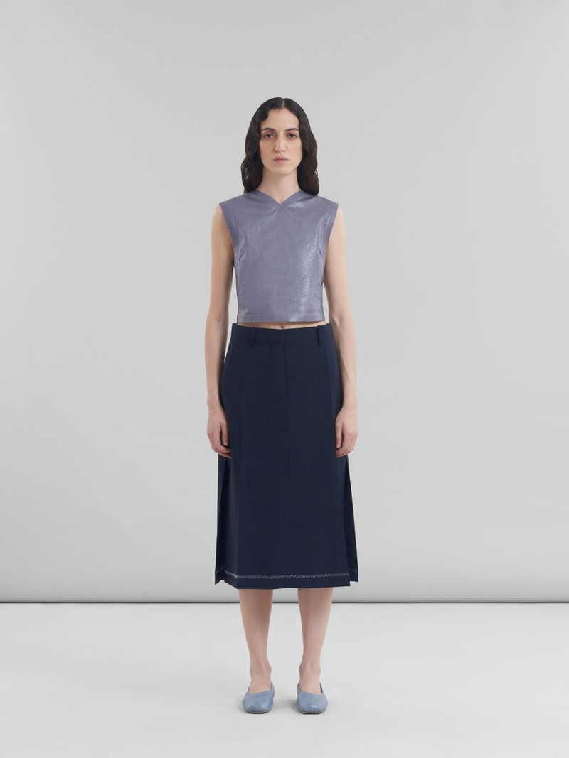 Marni DEEP BLUE WOOL MIDI SKIRT WITH PRESSED PLEATS outlook