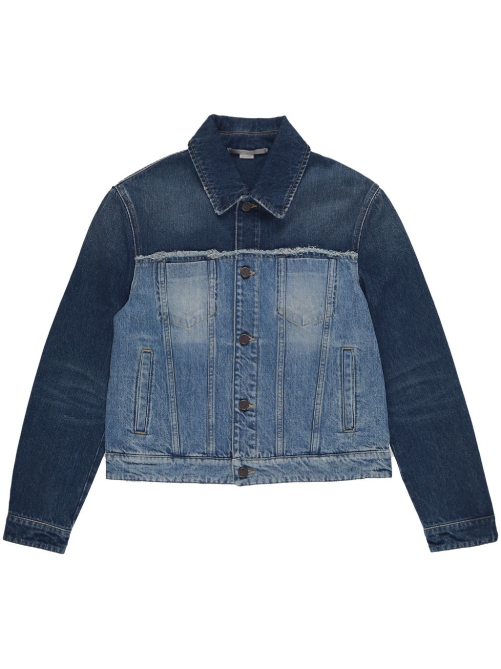 button-down panelled denim jacket - 1