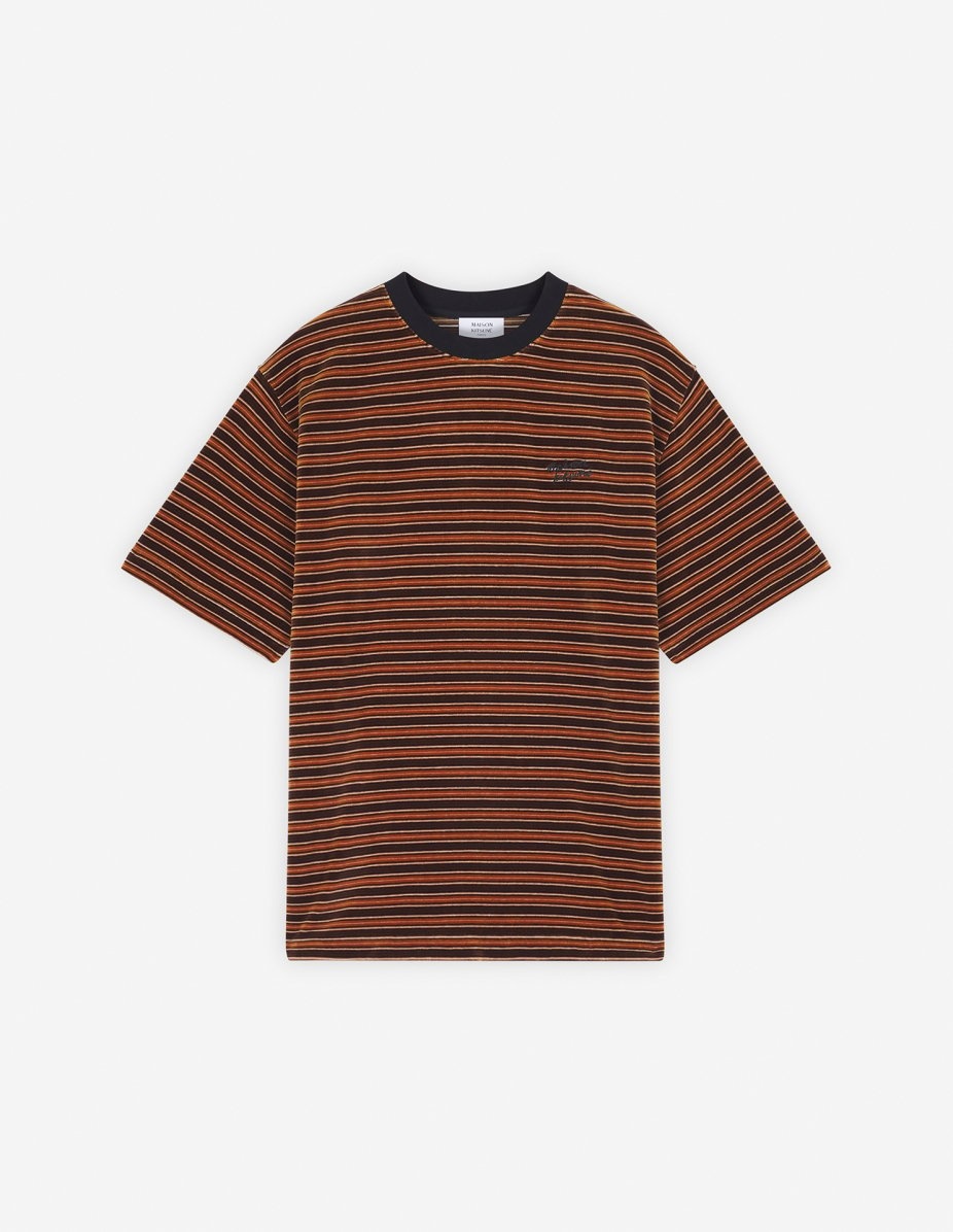 STRIPED VELVET OVERSIZE TEE-SHIRT - 1
