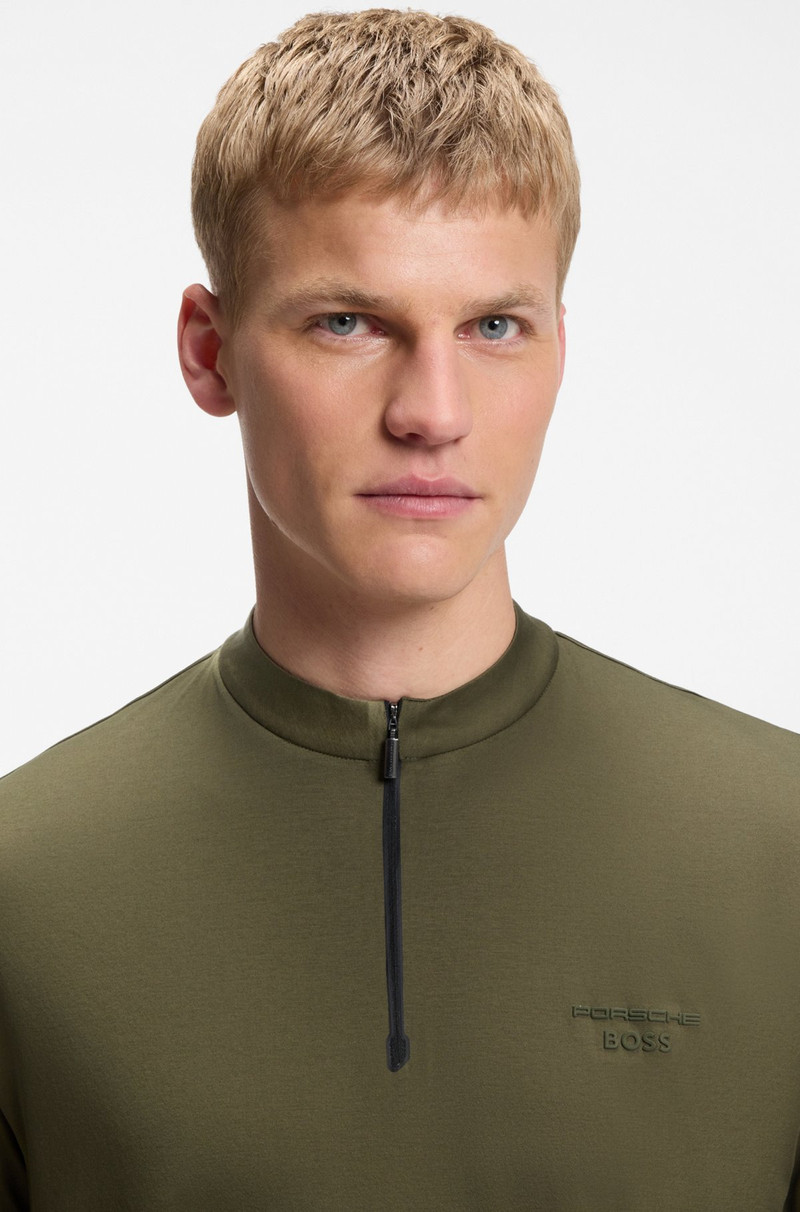 PORSCHE X BOSS ZIPPER-NECK POLO SHIRT IN COTTON 3
