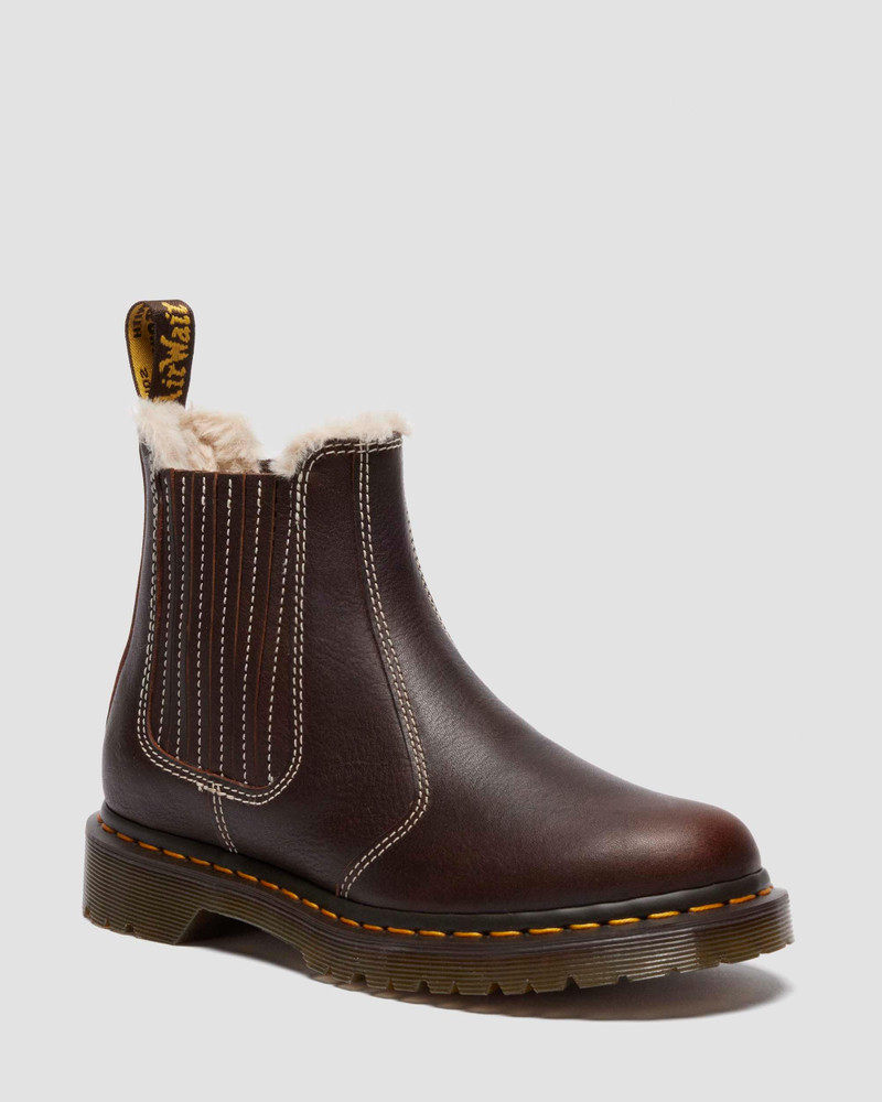 Dr. Martens 2976 LEONORE II Faux Fur Lined Grizzly Leather Chelsea Boots outlook