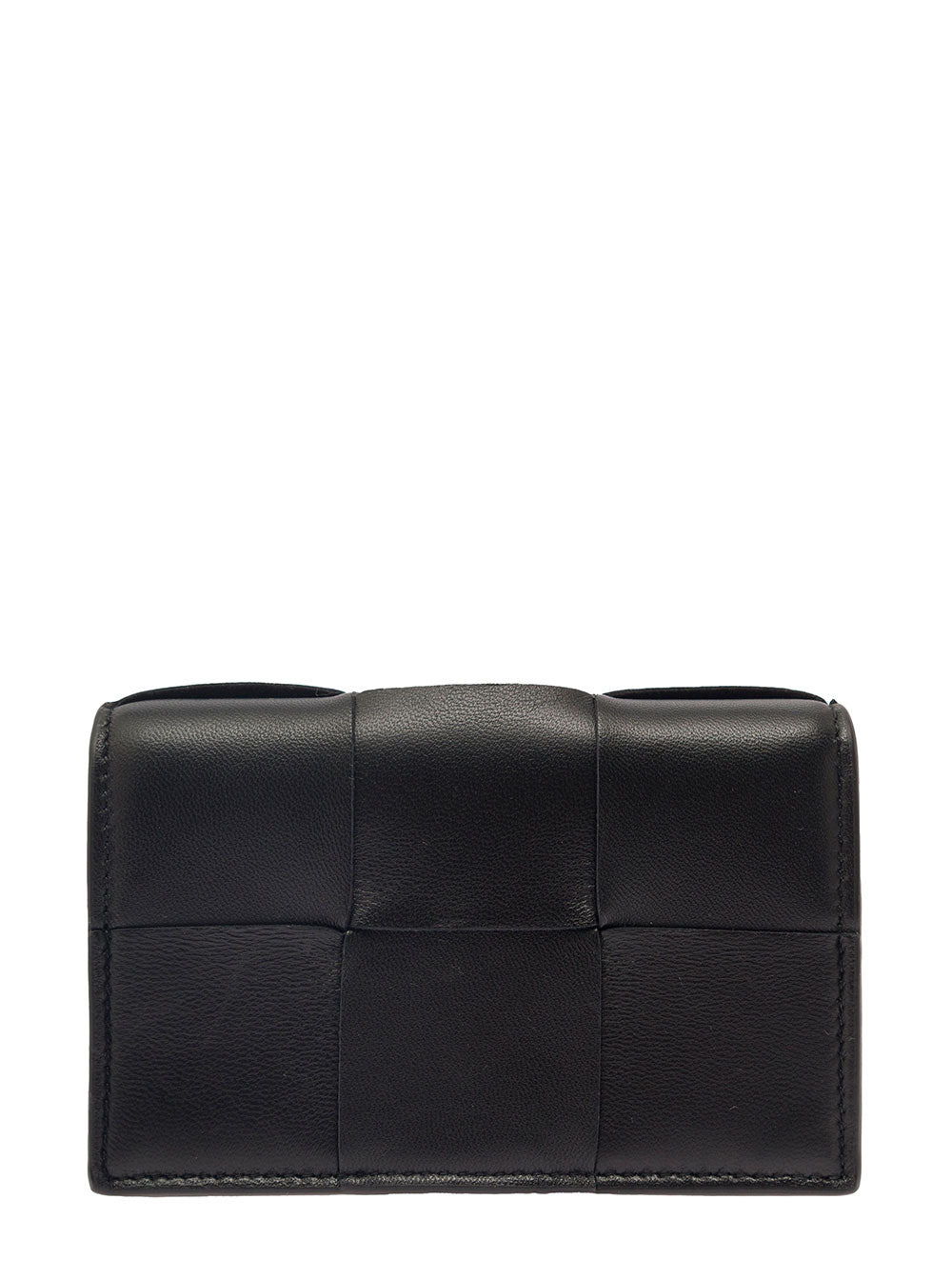 Bottega Veneta Women 'Cassette' Black Business Card Case In Intreccio Leather Woman - 2