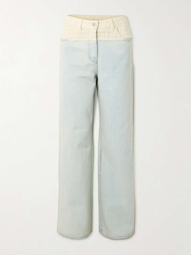 Big Mix wool-blend bouclé-trimmed high-rise straight-leg jeans - 1