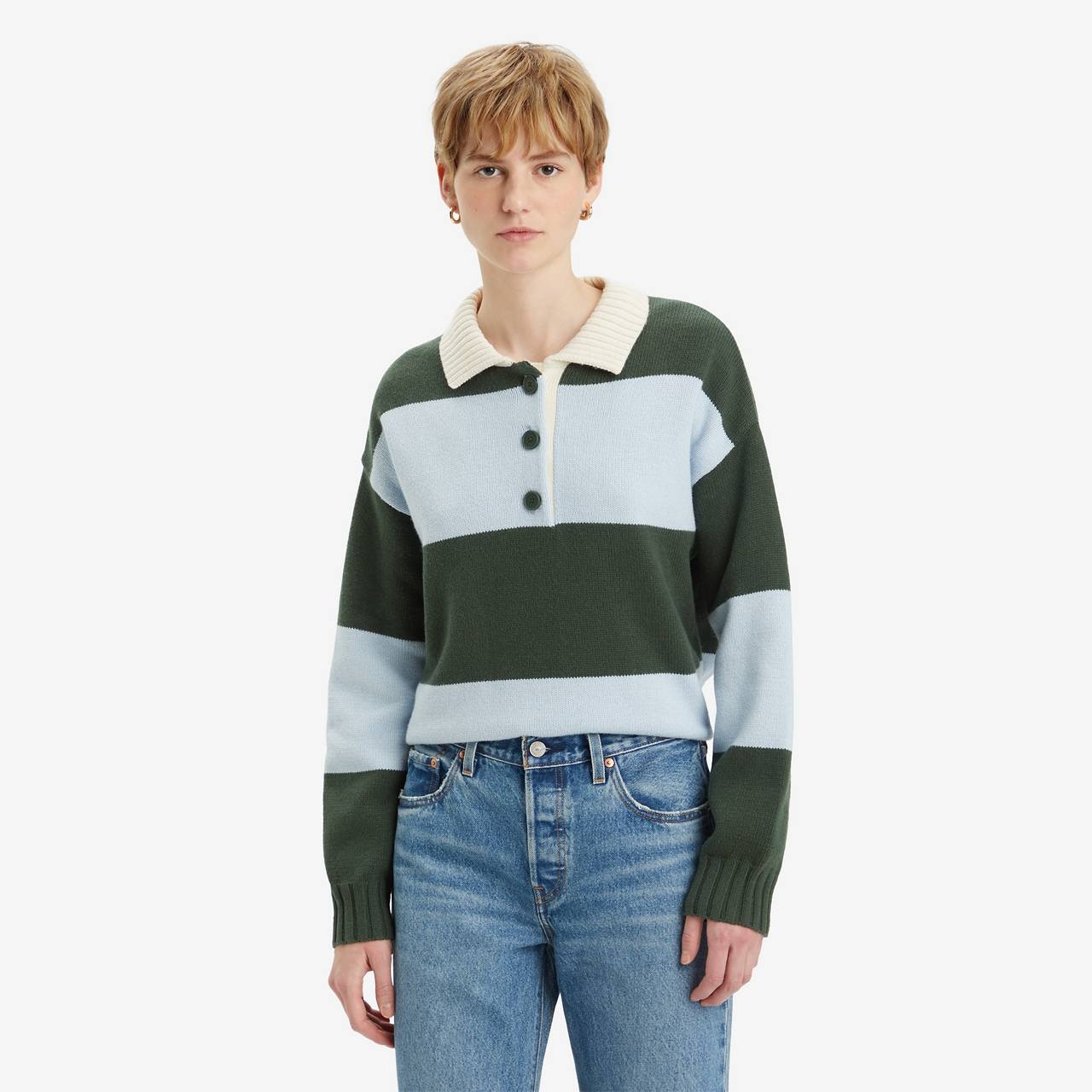 IVY LEAGUE STRIPED POLO SWEATER - 2