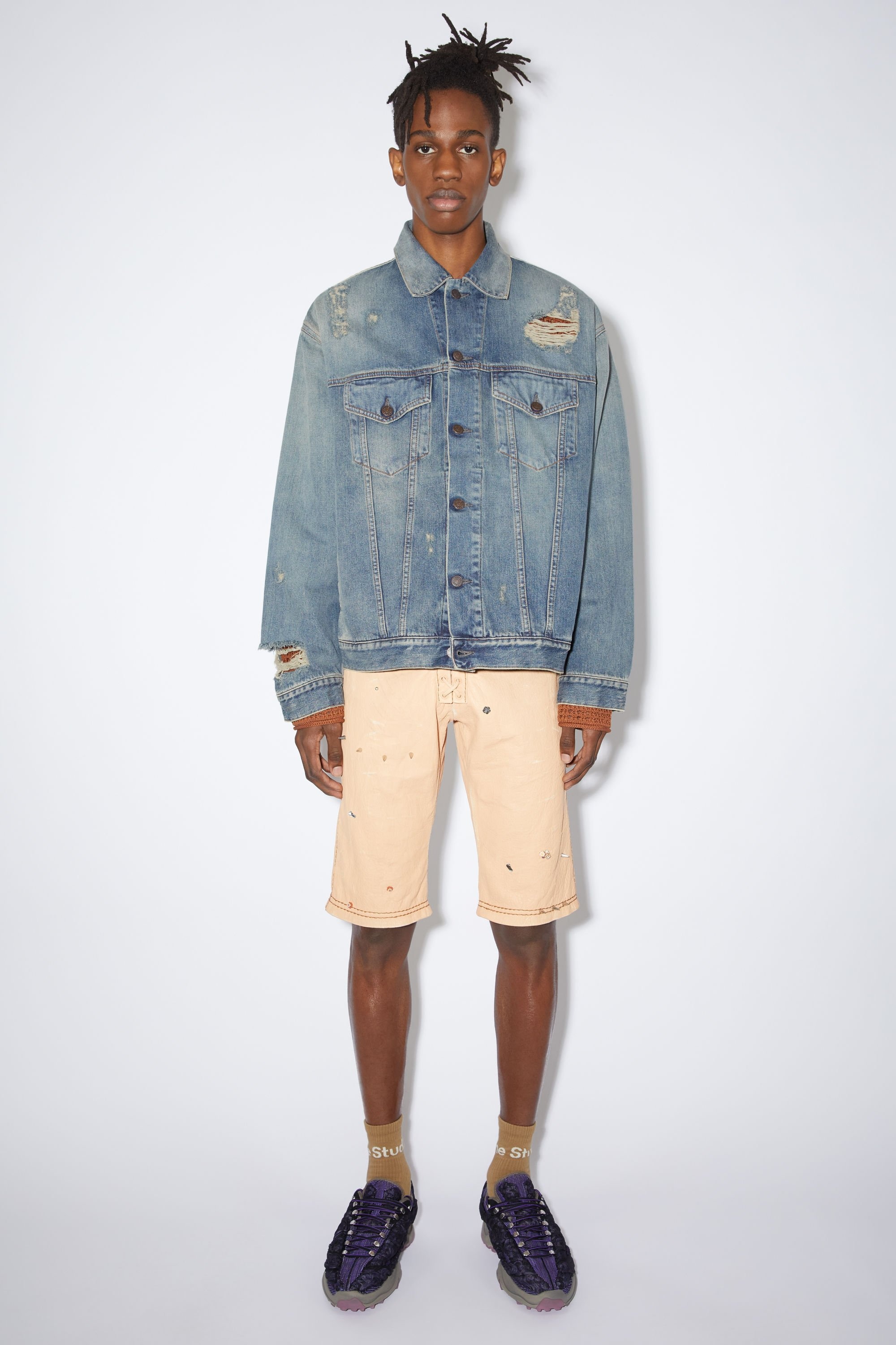 Destroyed relaxed denim jacket - Detroit - Mid blue - 2