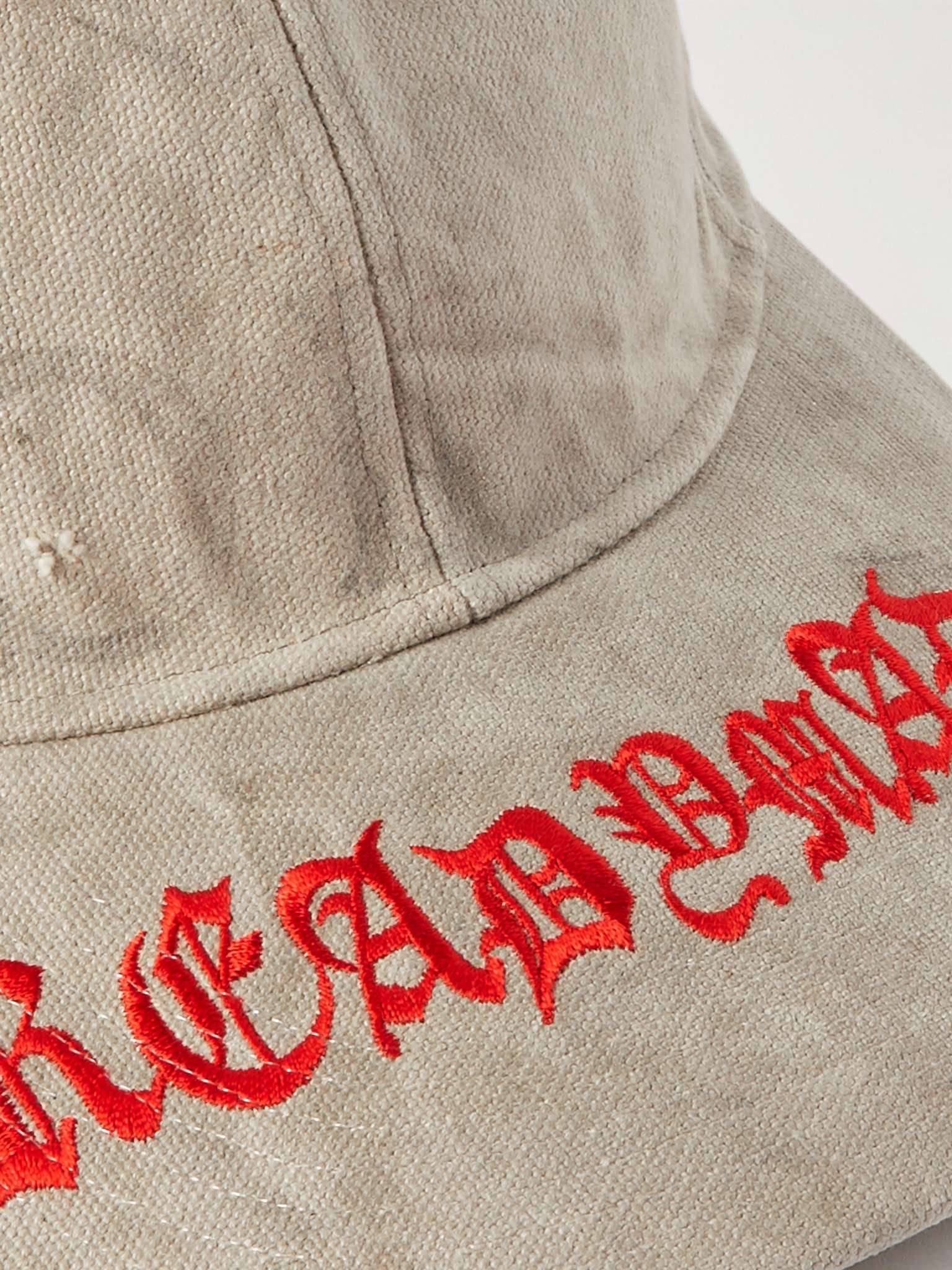 Logo-Embroidered Distressed Cotton-Canvas Baseball Cap - 4