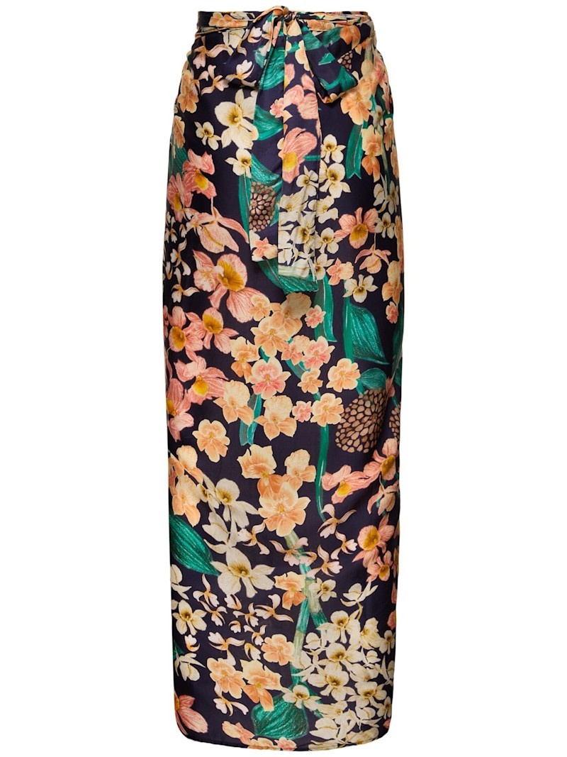 Lavanda floral print maxi sarong skirt - 3