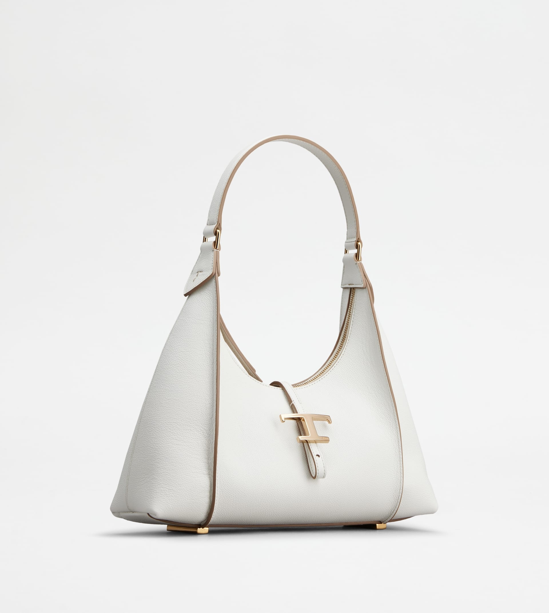 T TIMELESS HOBO BAG IN LEATHER SMALL - WHITE - 2