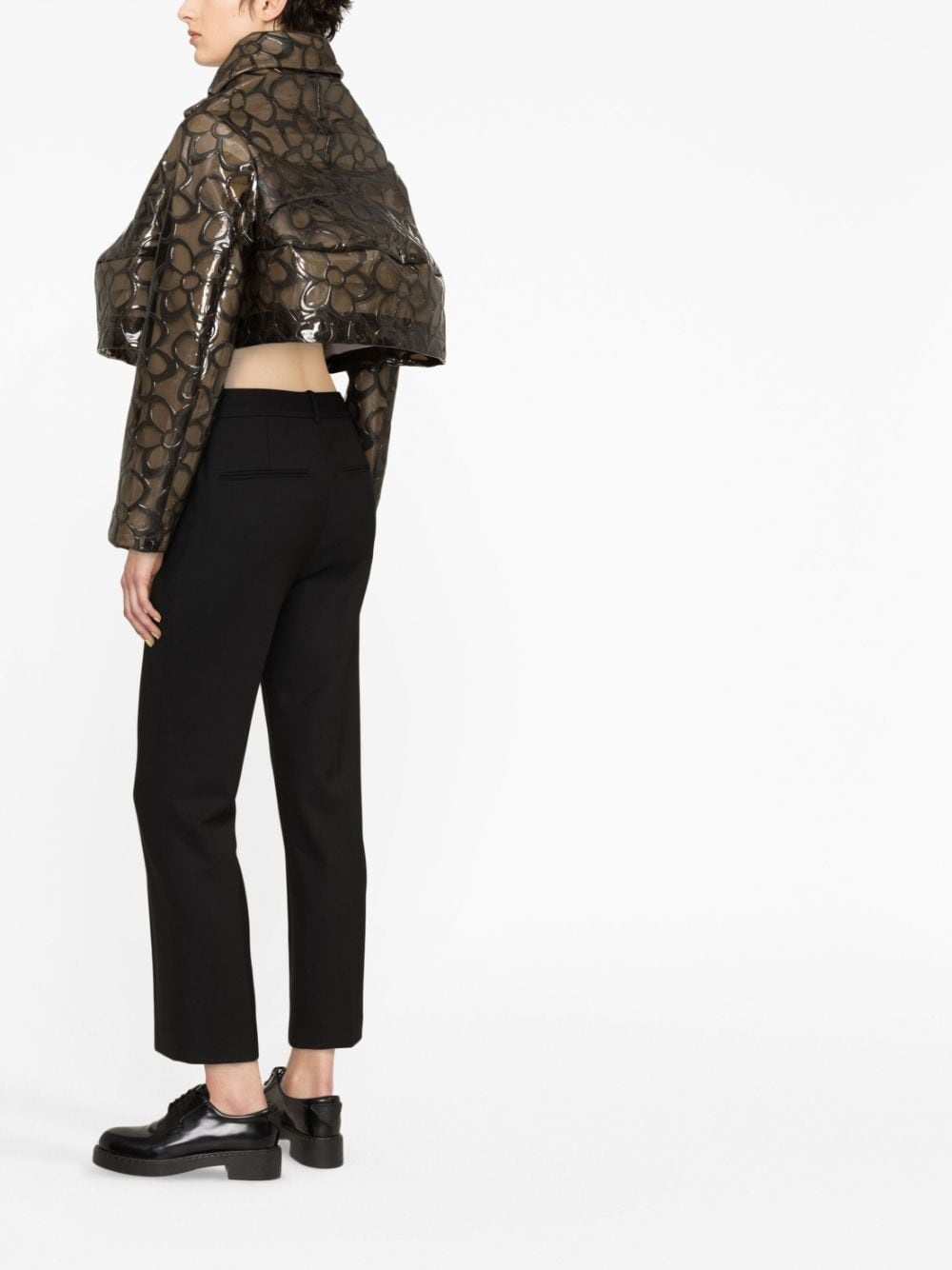 floral-print cropped jacket - 3