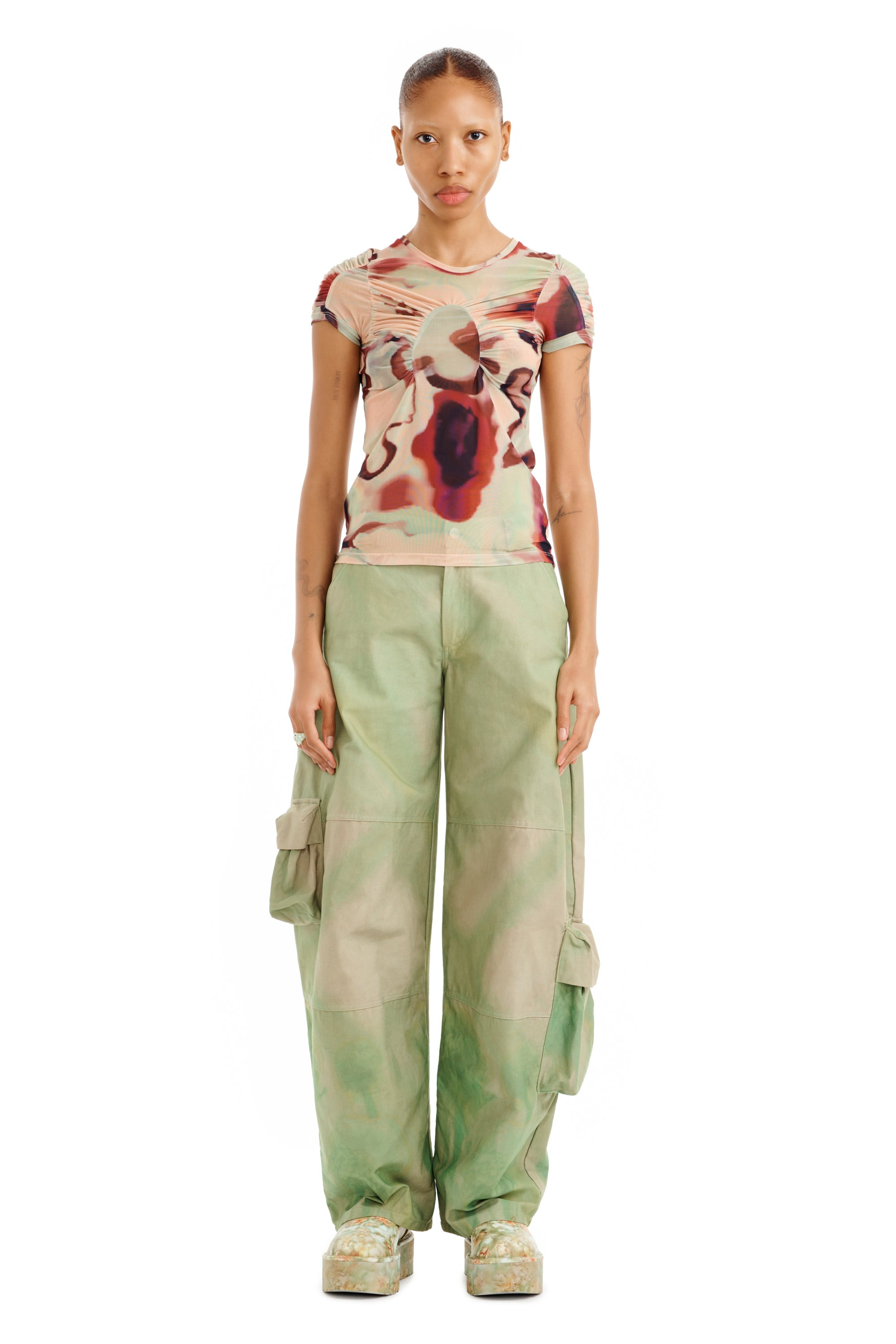 CELADON MUMS PLAID LAWN CARGO PANT - 7