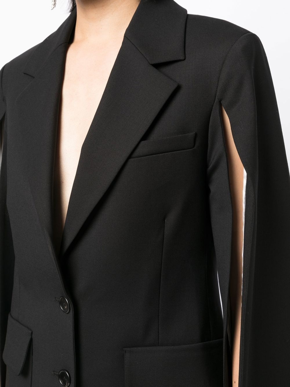 arm-slit wool-blend blazer - 5