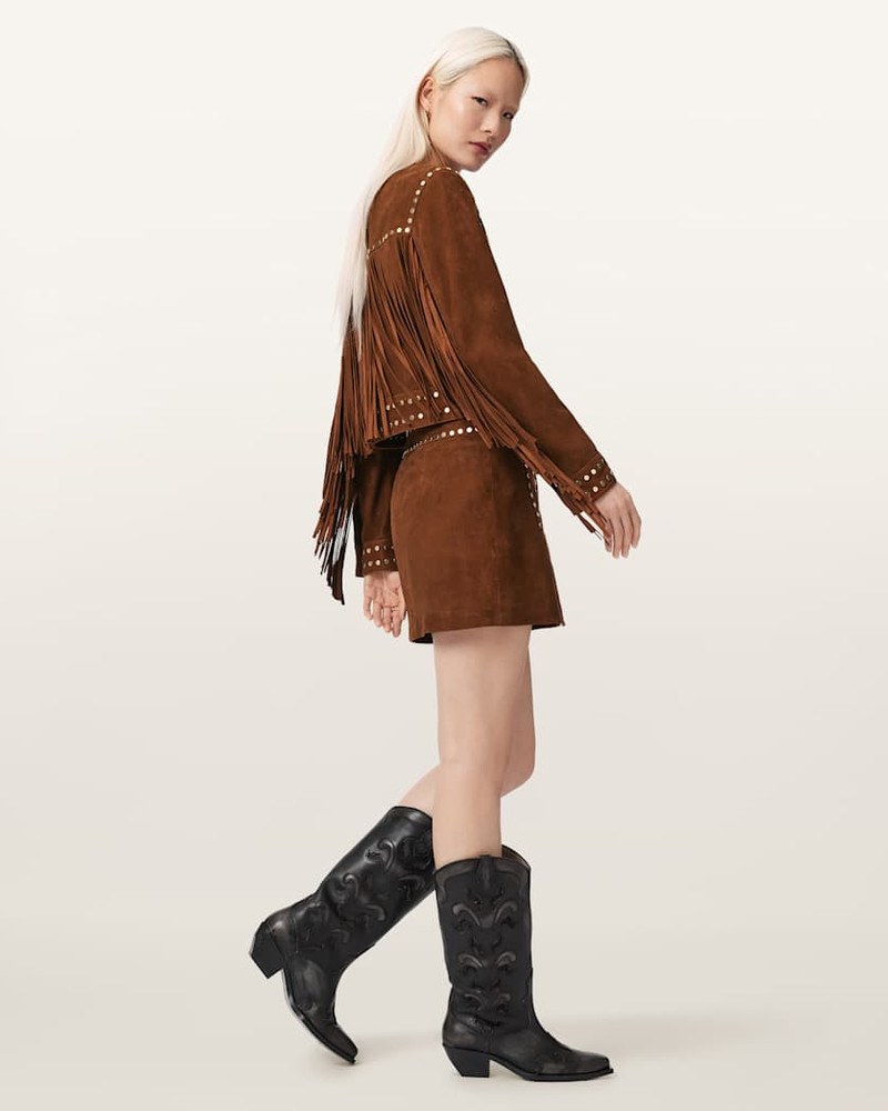 ALICE SUEDE STUDDED CROPPED TRUCKER JACKET 4
