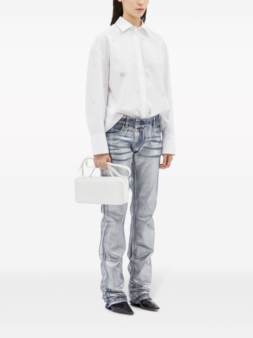metallic-finish straight jeans - 2