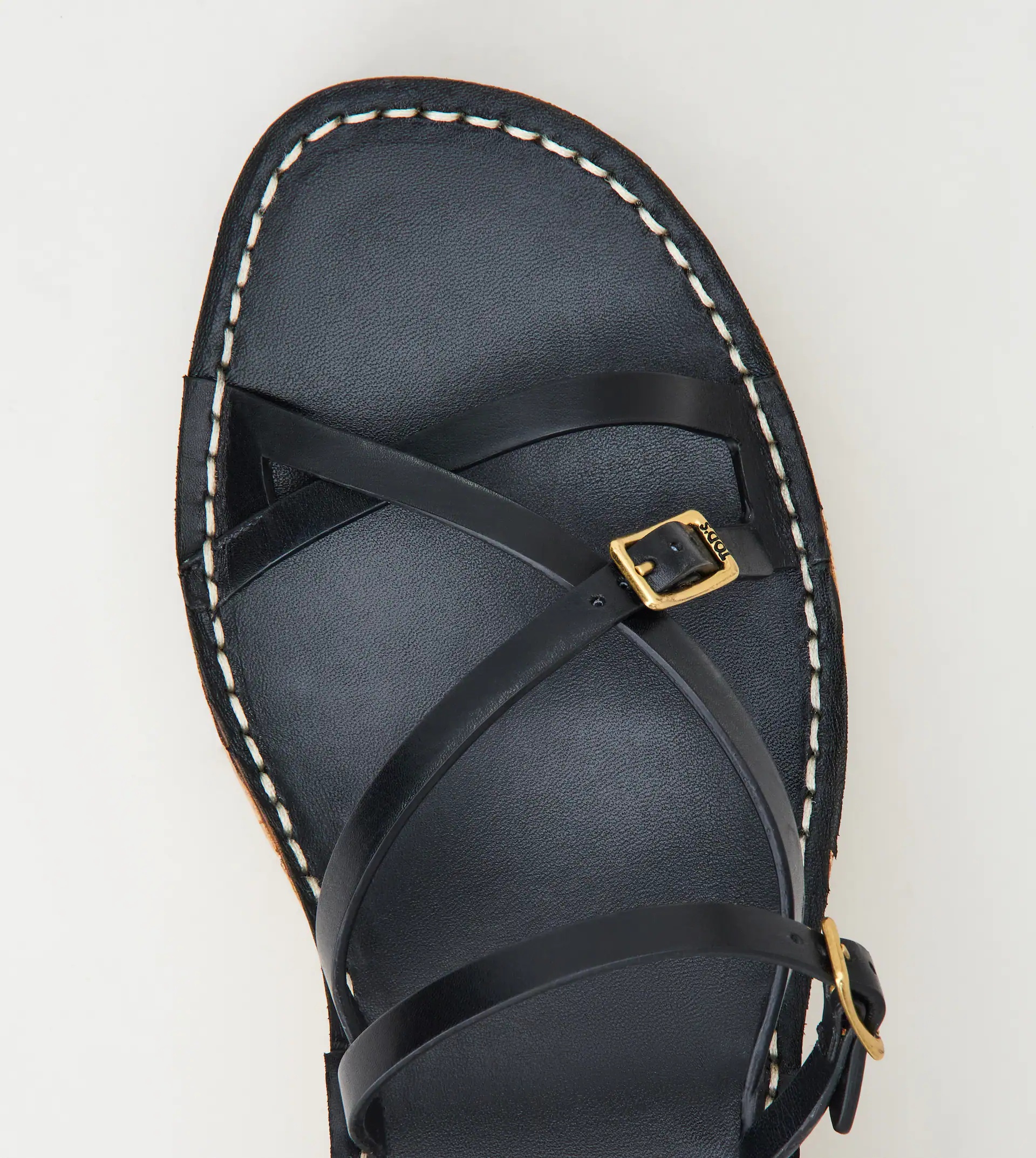 LEATHER WEDGE SANDALS - BLACK - 4